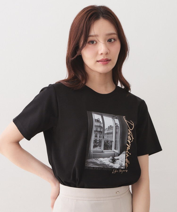 インデックス index 転写箔プリントTシャツ【洗濯機OK／接触冷感／UVケア】 （サックスブルー(090)） サックスブルー(090)
