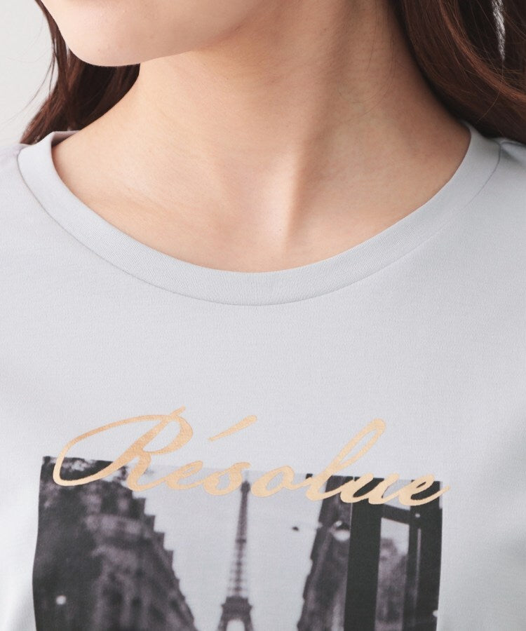 インデックス index 転写箔プリントTシャツ【洗濯機OK／接触冷感／UVケア】 （サックスブルー(090)） サックスブルー(090)