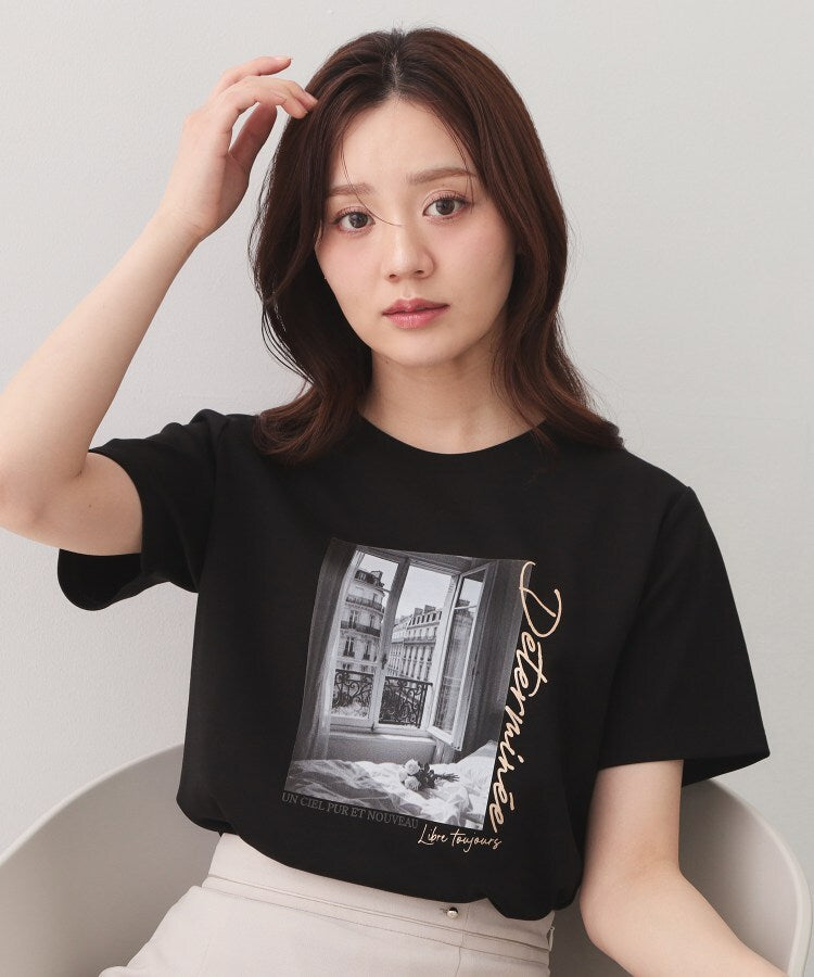 インデックス index 転写箔プリントTシャツ【洗濯機OK／接触冷感／UVケア】 （サックスブルー(090)） サックスブルー(090)