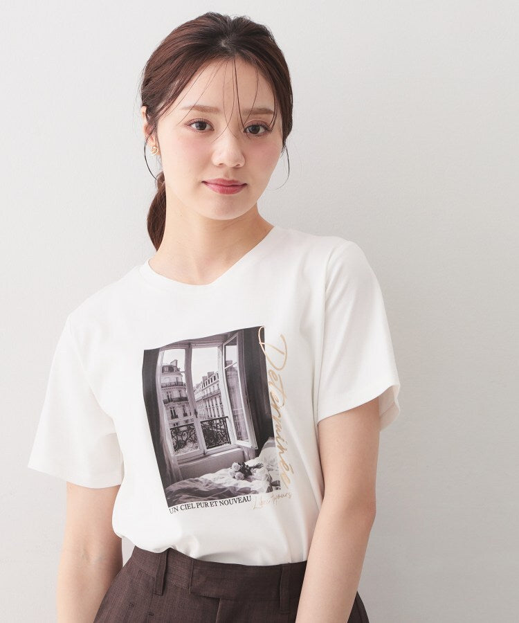 インデックス index 転写箔プリントTシャツ【洗濯機OK／接触冷感／UVケア】 （オフホワイト(003)） オフホワイト(003)