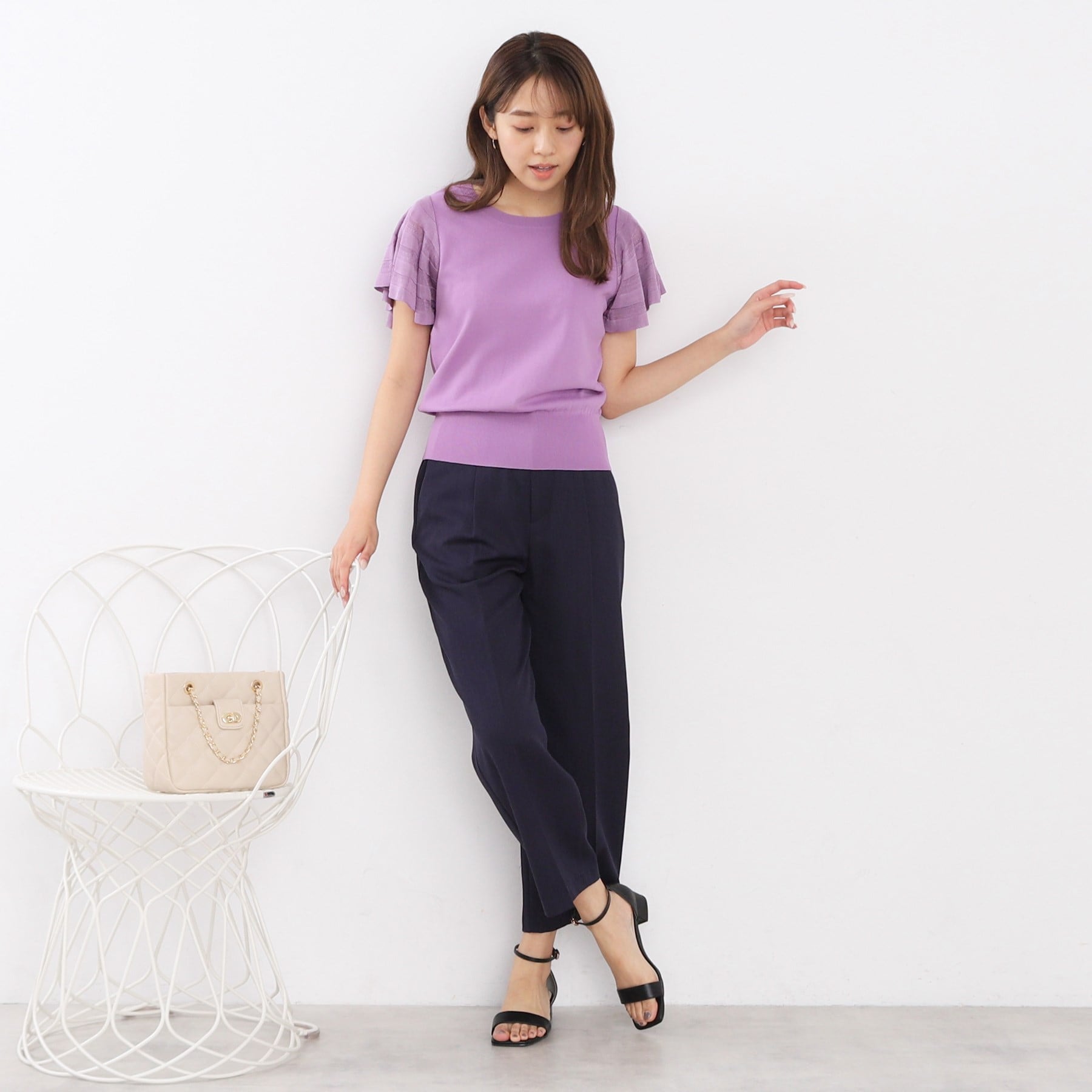 index index Bright Flare Sleeve Knit [Machine Washable]