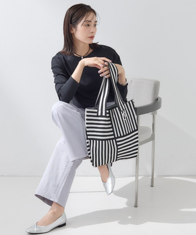 インディヴィ INDIVI 【WEB限定カラー／A4収納】柄ニットバッグ （ベージュ(552)） ベージュ(552)