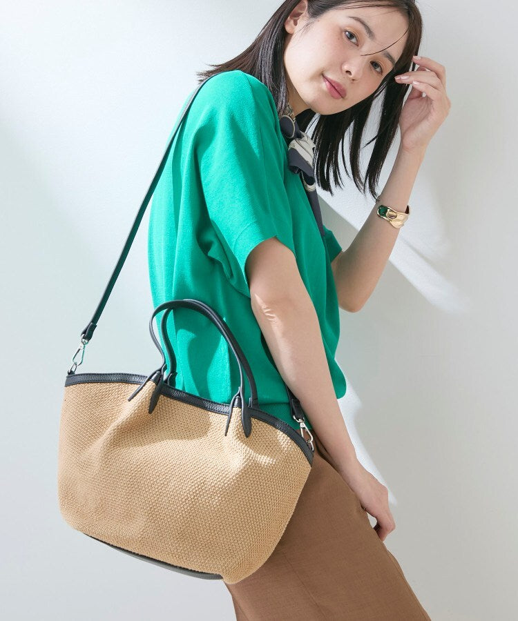 インディヴィ INDIVI ◆【2WAY】ペーパーミドルバッグ （ベージュ(552)） ベージュ(552)