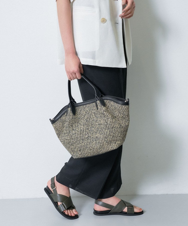 インディヴィ INDIVI ◆【2WAY】ペーパーミドルバッグ （ベージュ(552)） ベージュ(552)