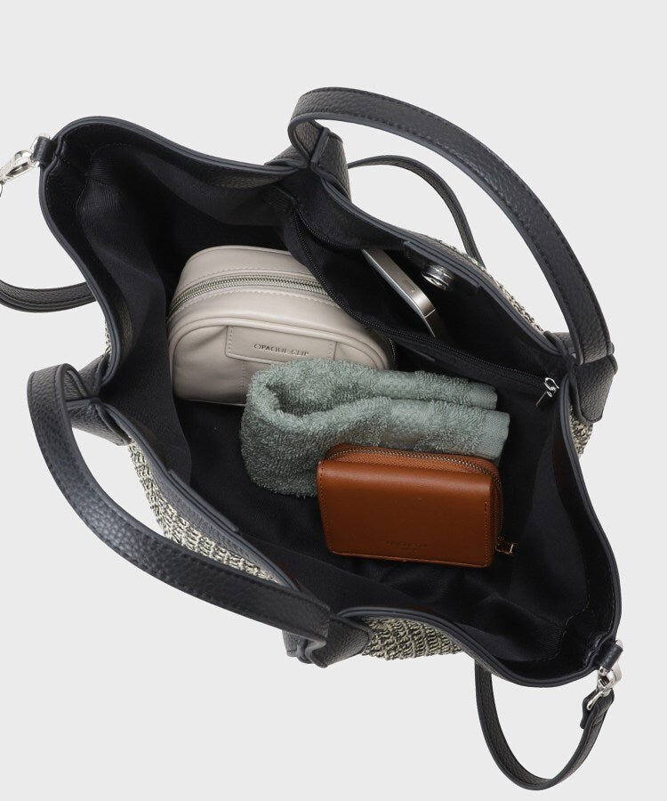 インディヴィ INDIVI ◆【2WAY】ペーパーミドルバッグ （ベージュ(552)） ベージュ(552)