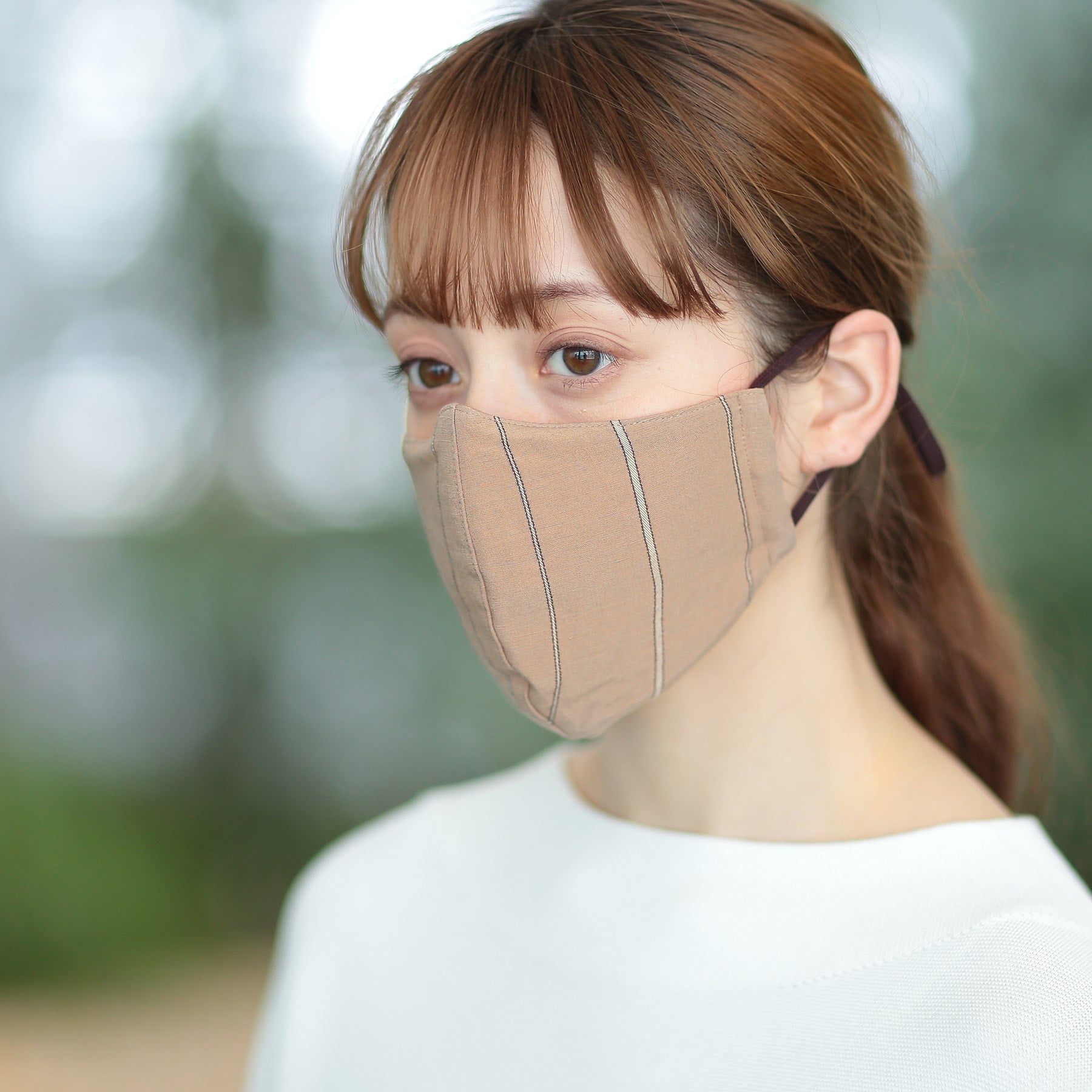 インディヴィ INDIVI 【抗ウィルス/ハンドウォッシュ】ストライプマスク【返品不可商品】 （ホワイト) ホワイト(302)