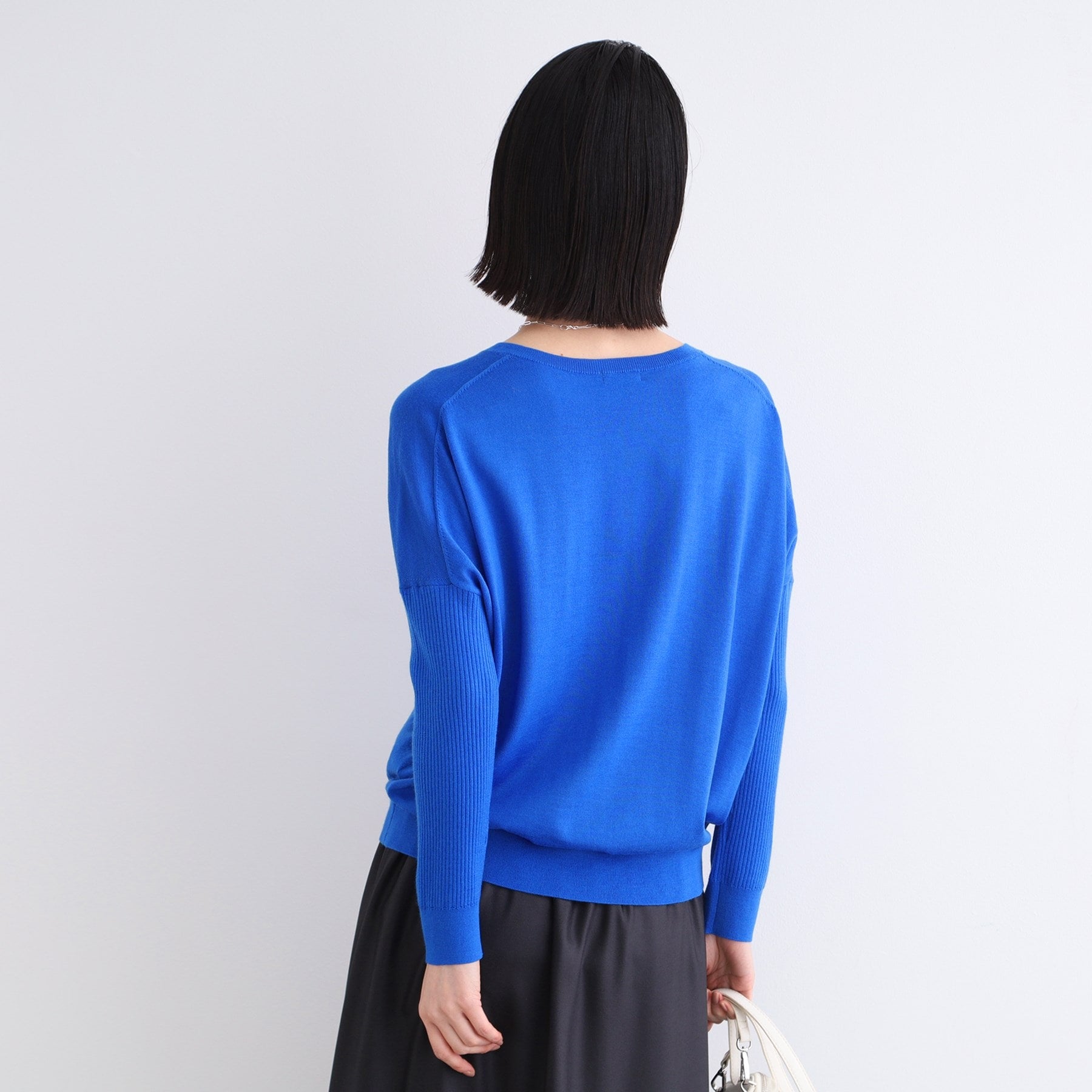 インディヴィ INDIVI 【ウール混】リブスリーブコンパクトニット