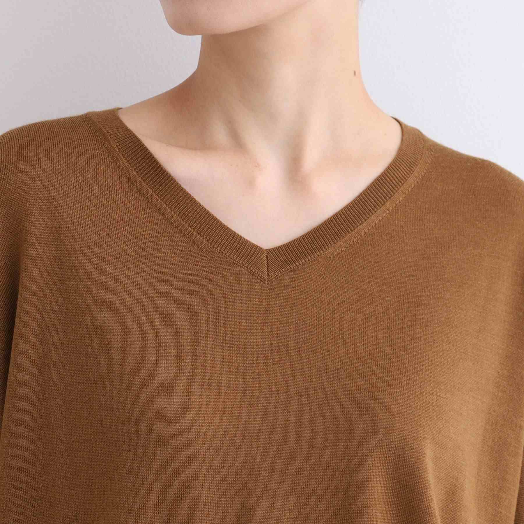 インディヴィ INDIVI 【ウール混】リブスリーブコンパクトニット