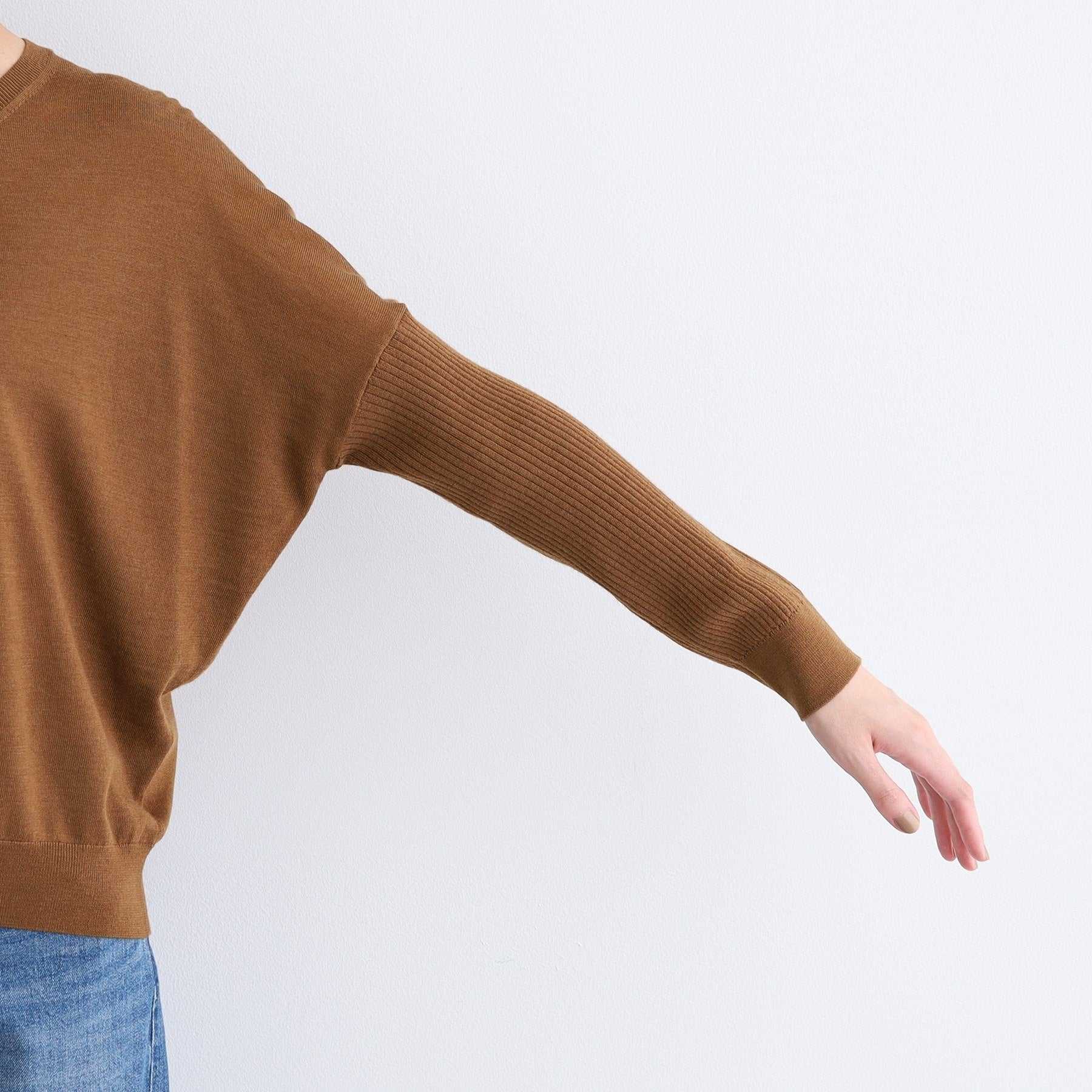 インディヴィ INDIVI 【ウール混】リブスリーブコンパクトニット