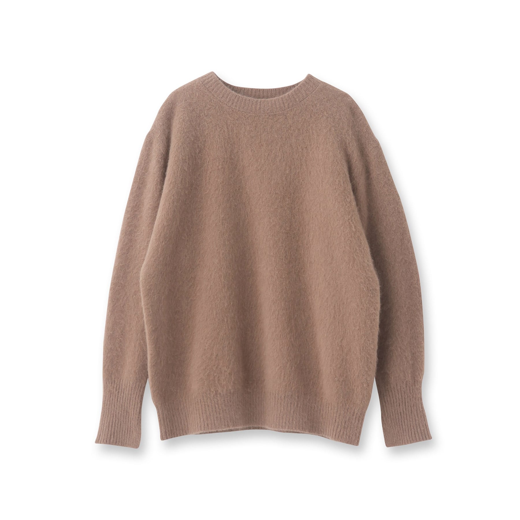 インディヴィ INDIVI 【フォックス混】ラウンドネックヘアリーニット （キャメルブラウン(041)） キャメルブラウン(041)