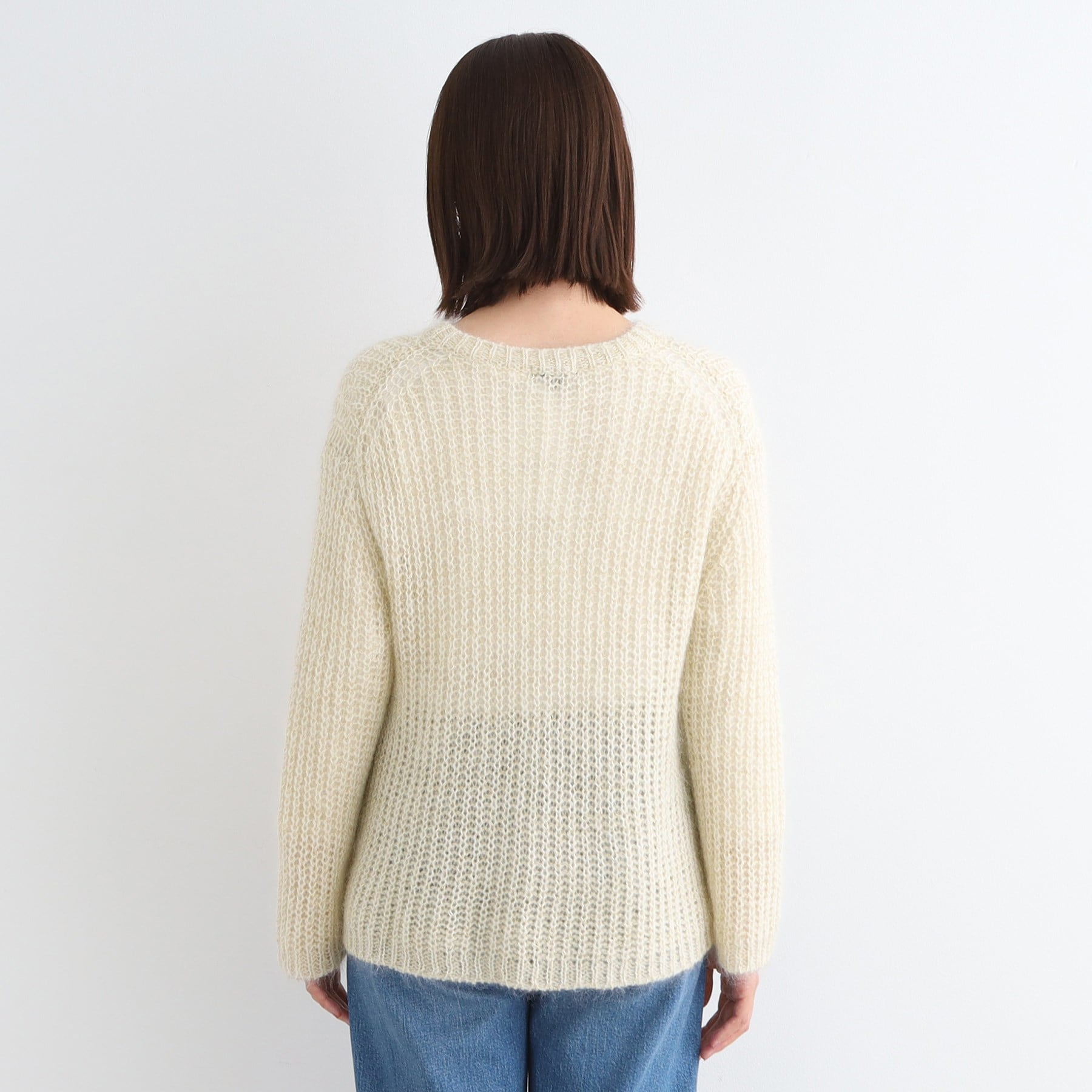 インディヴィ INDIVI 【洗える／モヘヤ混】ヘアリーゆるラメニット （ライトグレー(011)） ライトグレー(011)