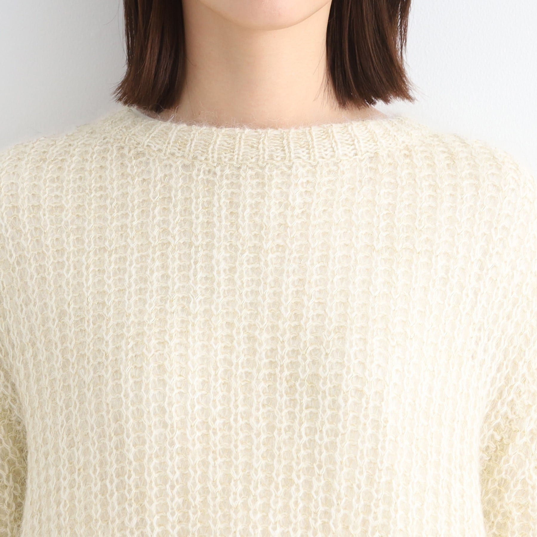 インディヴィ INDIVI 【洗える／モヘヤ混】ヘアリーゆるラメニット （ライトグレー(011)） ライトグレー(011)