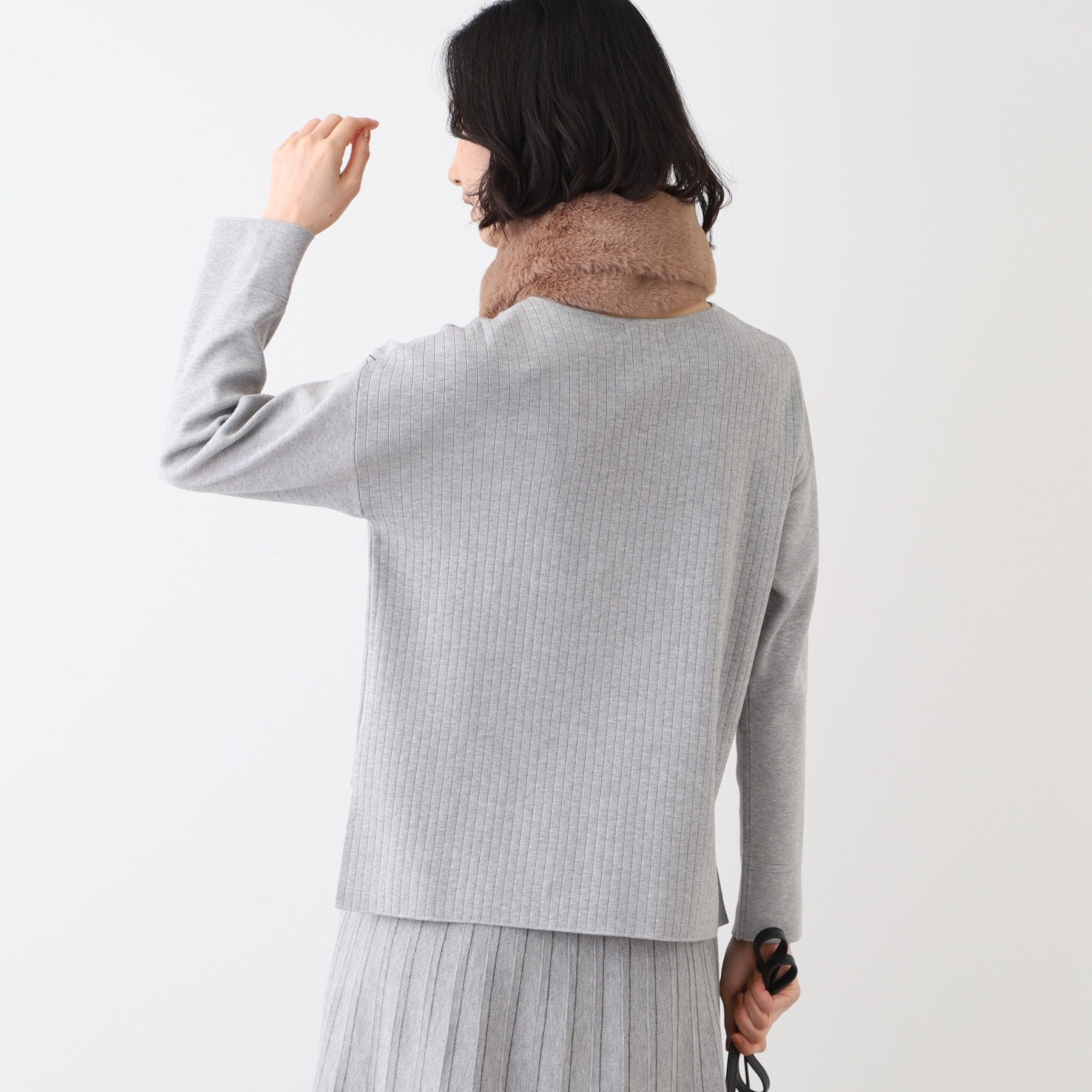 インディヴィ INDIVI 【SETUP可能／ストライプ柄】Vネックニットプルオーバー （ベージュ(352)） ベージュ(352)