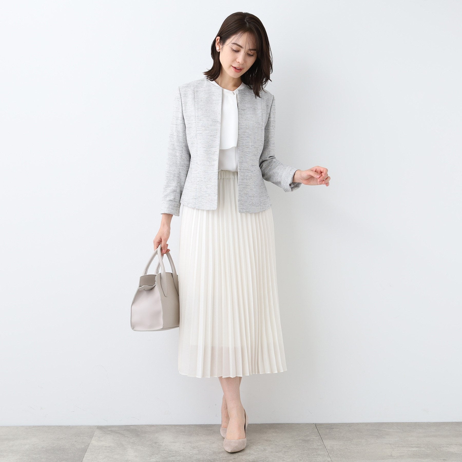 インディヴィ INDIVI 【洗える／ウエストゴム】アコーディオン調プリーツスカート （アイボリー(004)） アイボリー(004)