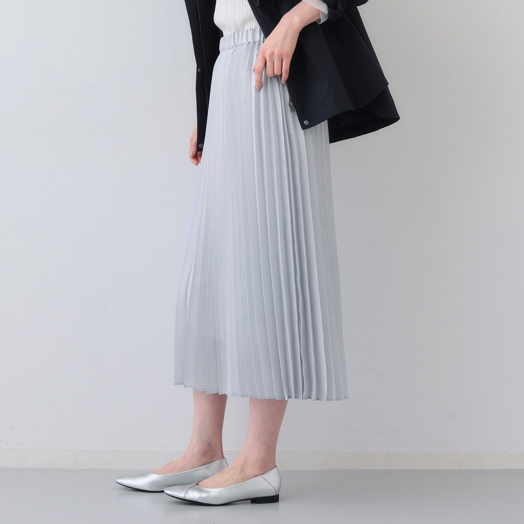 インディヴィ INDIVI 【洗える／ウエストゴム】アコーディオン調プリーツスカート （アイボリー(004)） アイボリー(004)