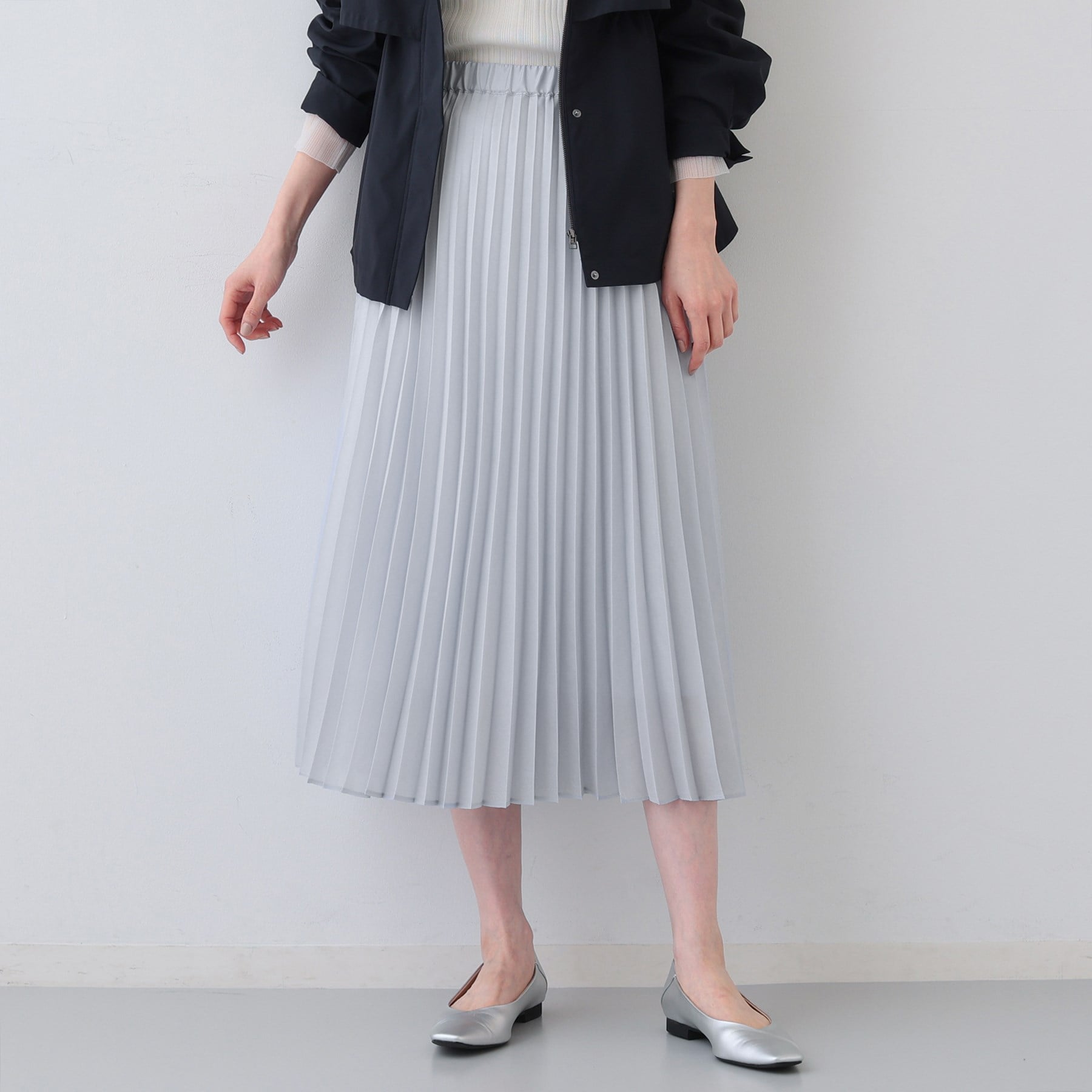 INDIVI INDIVI 【Washable / Elastic Waist】 Accordion Pleated Skirt