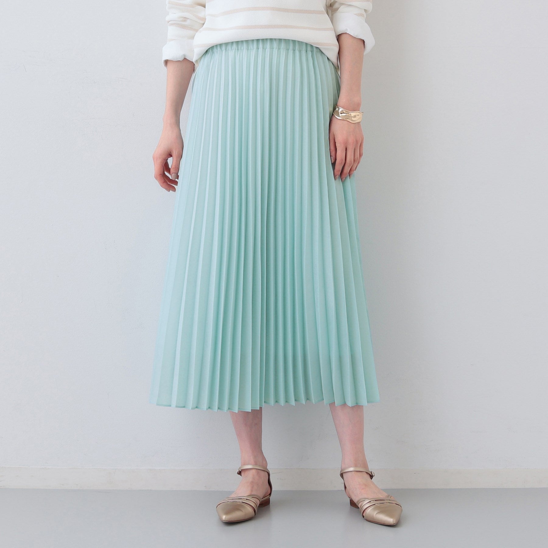 INDIVI INDIVI 【Washable / Elastic Waist】 Accordion Pleated Skirt