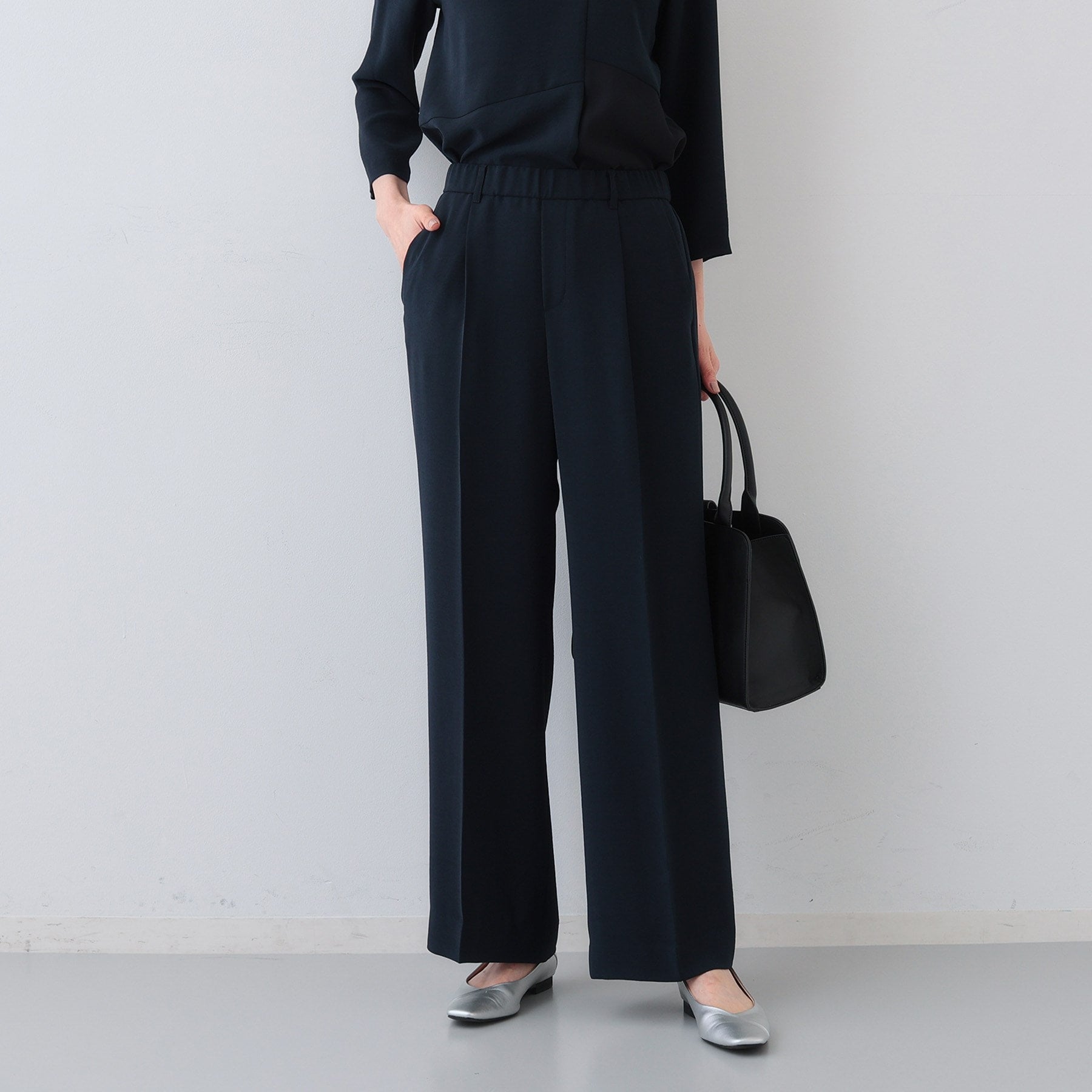 インディヴィ INDIVI 【こなれSETUP／春の新作！】ワイドパンツ （ネイビー(094)） ネイビー(094)