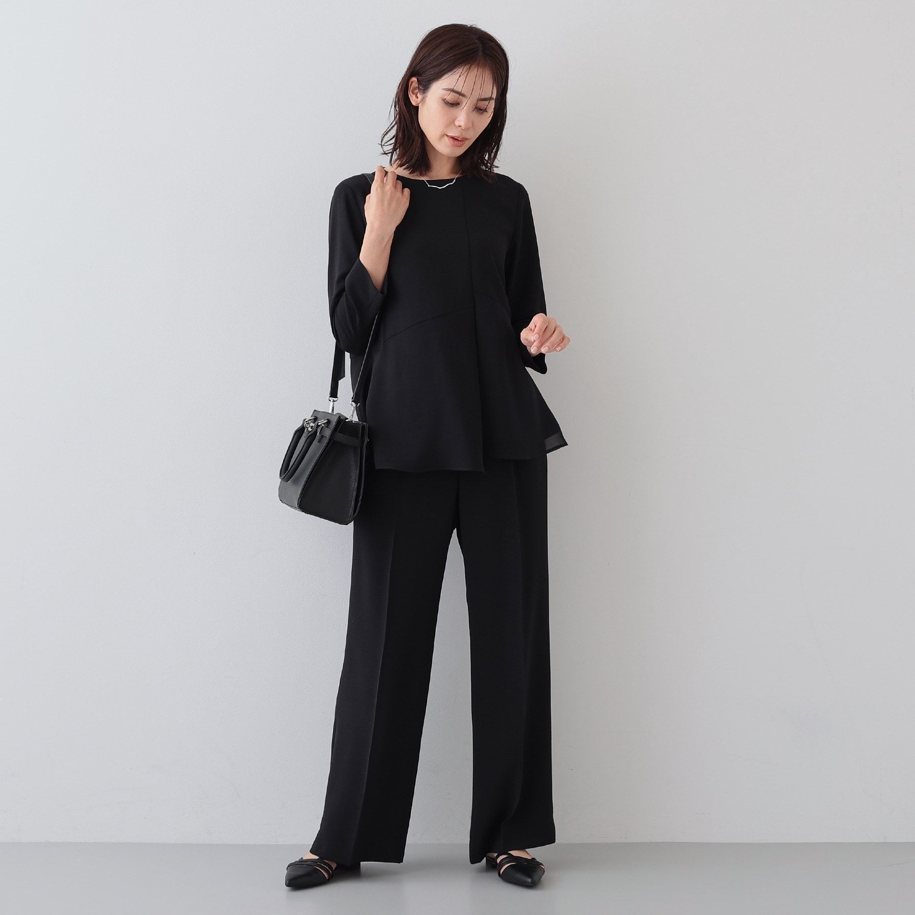 インディヴィ INDIVI 【こなれSETUP／春の新作！】ワイドパンツ （ネイビー(094)） ネイビー(094)