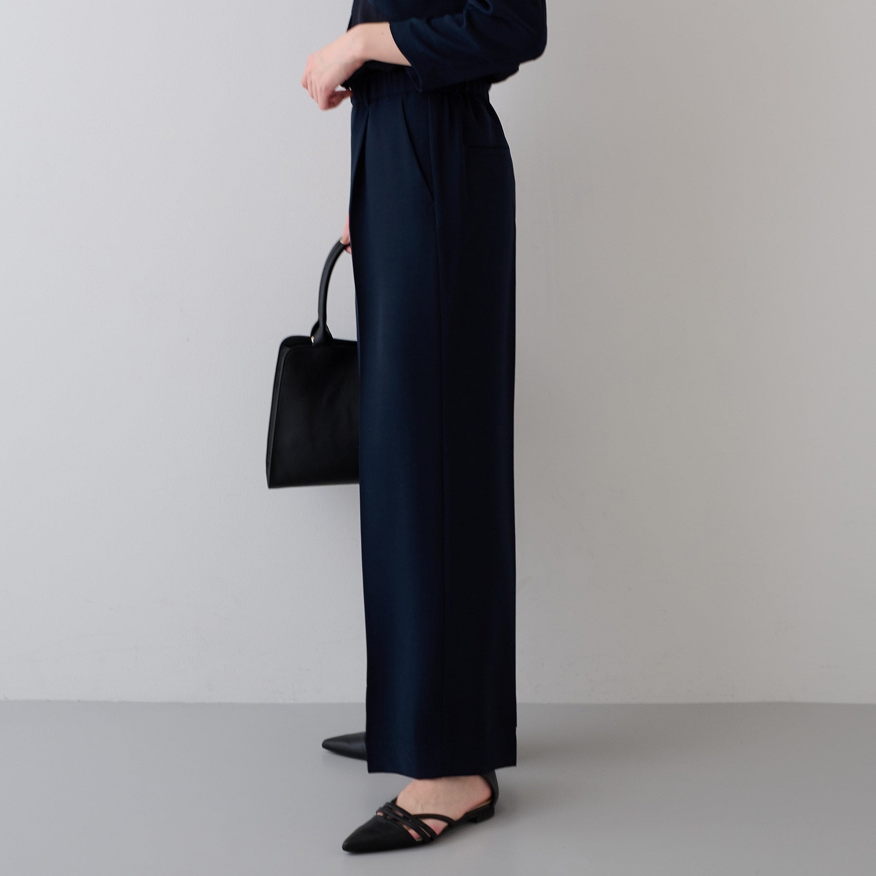 インディヴィ INDIVI 【こなれSETUP／春の新作！】ワイドパンツ （ネイビー(094)） ネイビー(094)