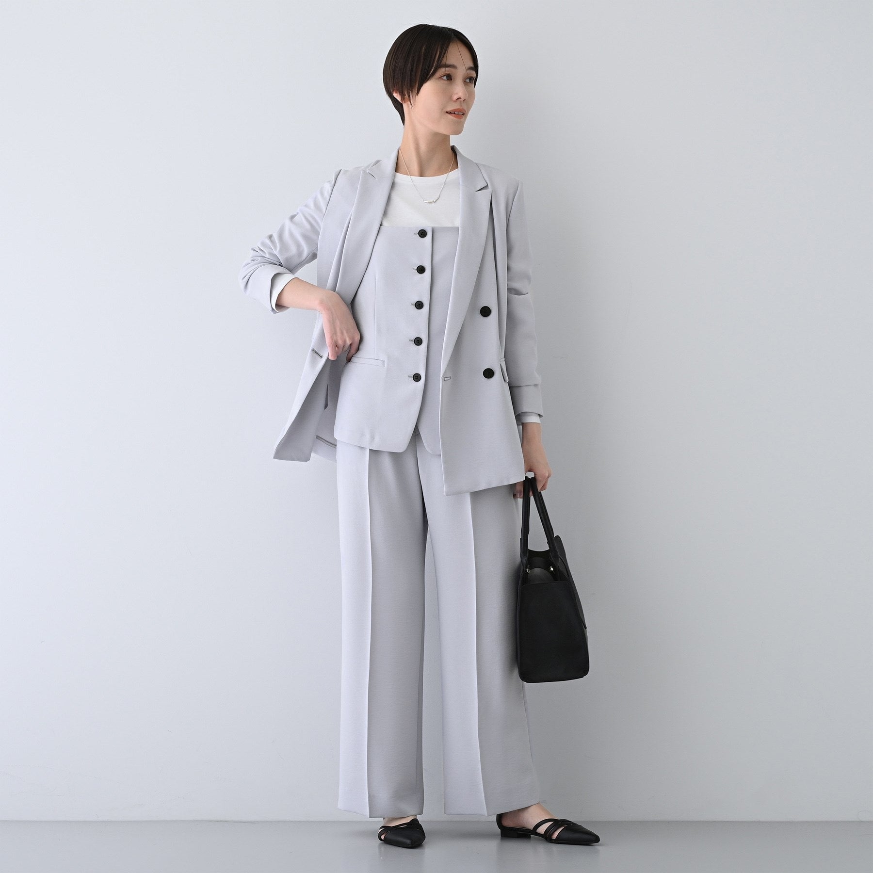 インディヴィ INDIVI 【こなれSETUP／春の新作！】ワイドパンツ （ネイビー(094)） ネイビー(094)