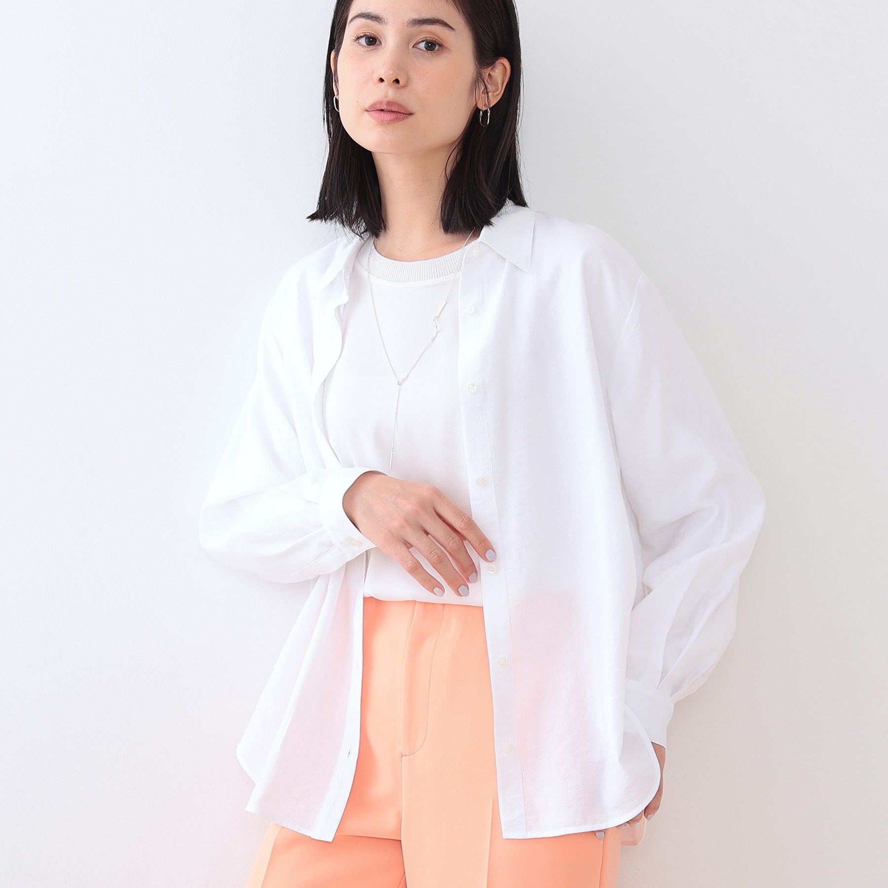 INDIVI INDIVI 【Washable / Sheer】 Dobby Stripe Shirt