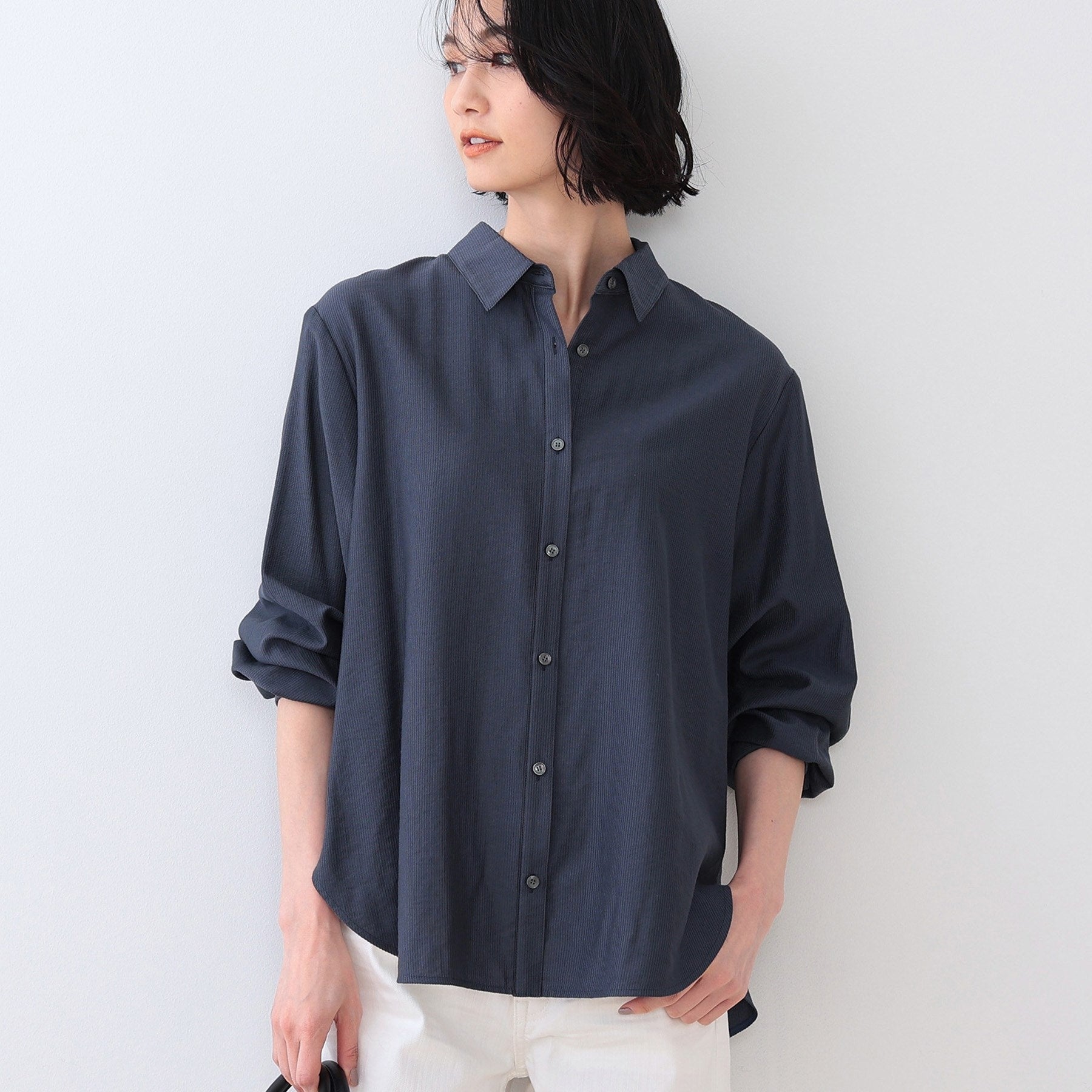 INDIVI INDIVI 【Washable / Sheer】 Dobby Stripe Shirt