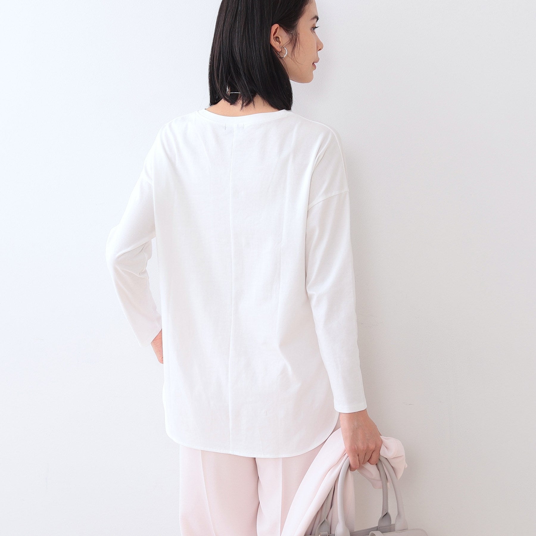 インディヴィ INDIVI 【キレイめ】ベーシックロングTシャツ