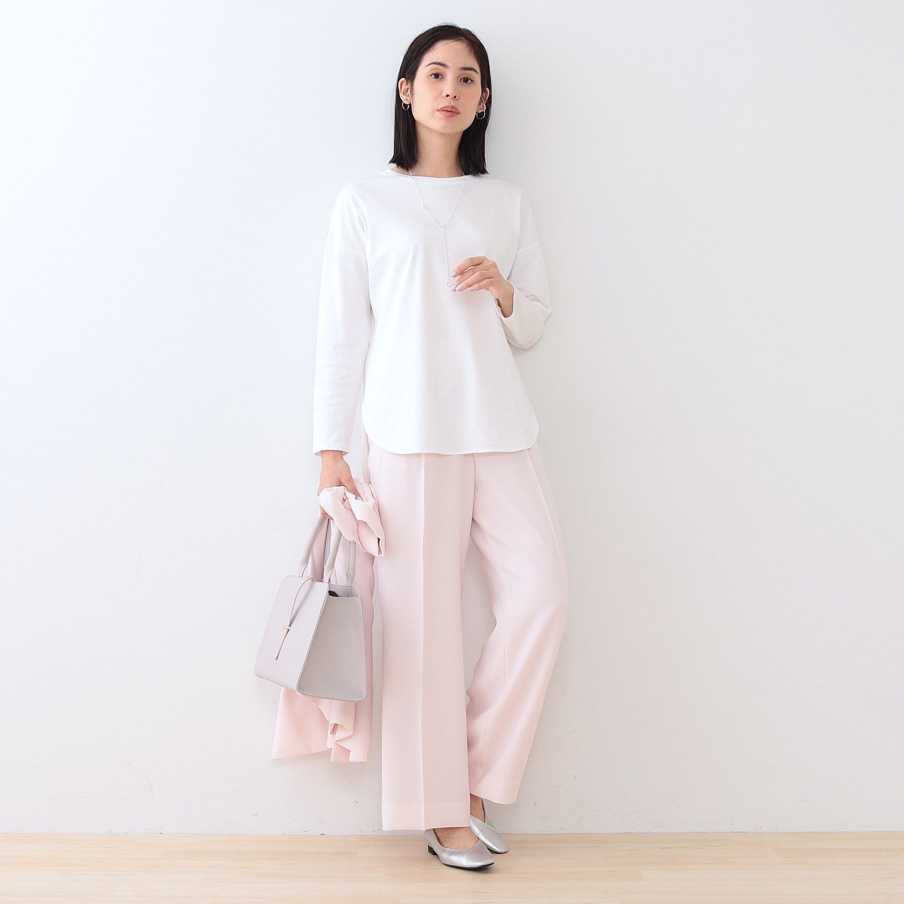 インディヴィ INDIVI 【キレイめ】ベーシックロングTシャツ