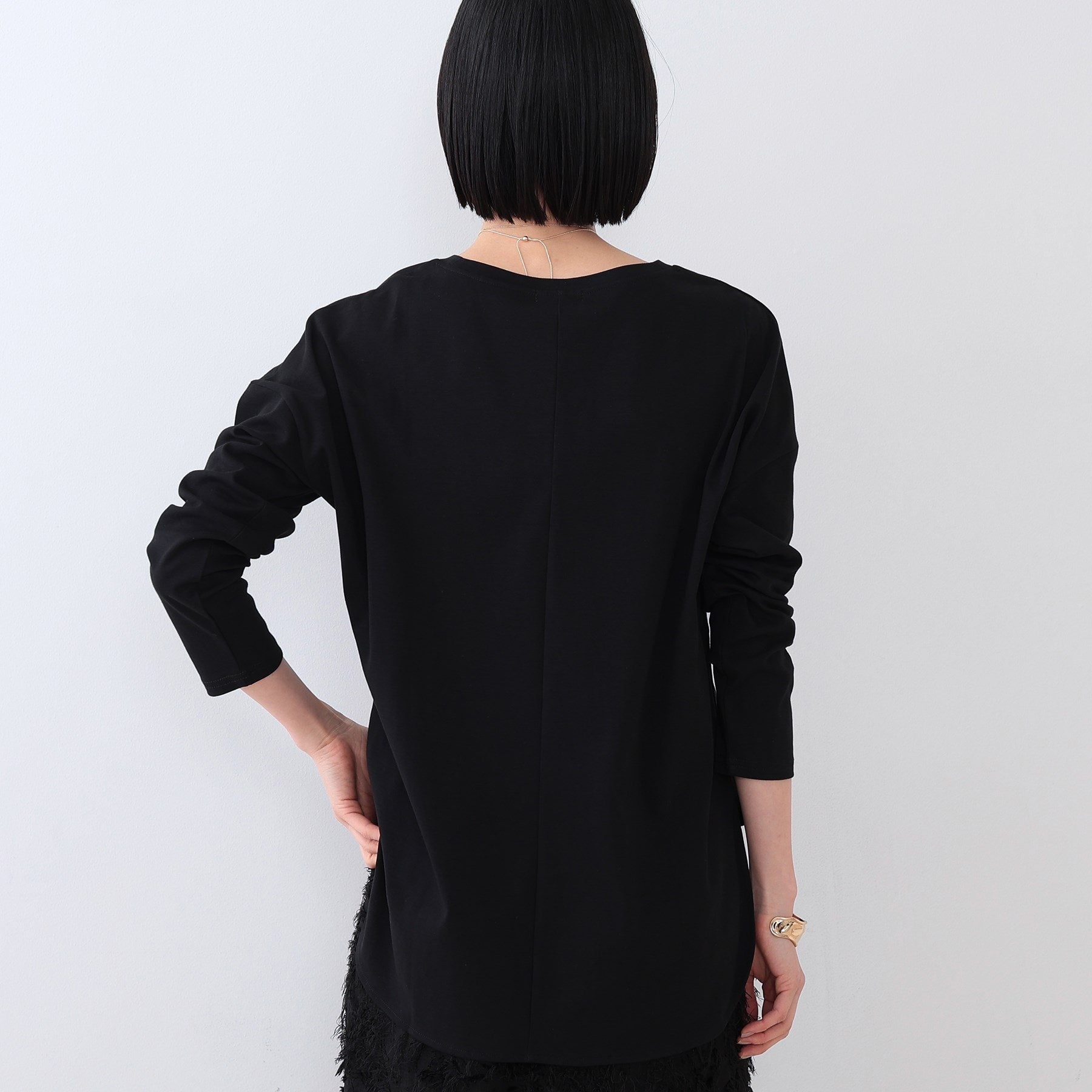 インディヴィ INDIVI 【キレイめ】ベーシックロングTシャツ