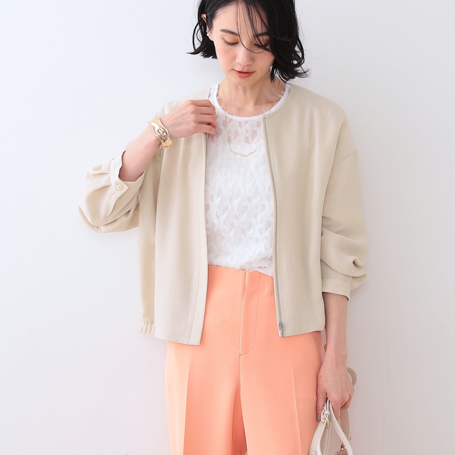 INDIVI INDIVI 【可水洗】凹凸材質簡約外套