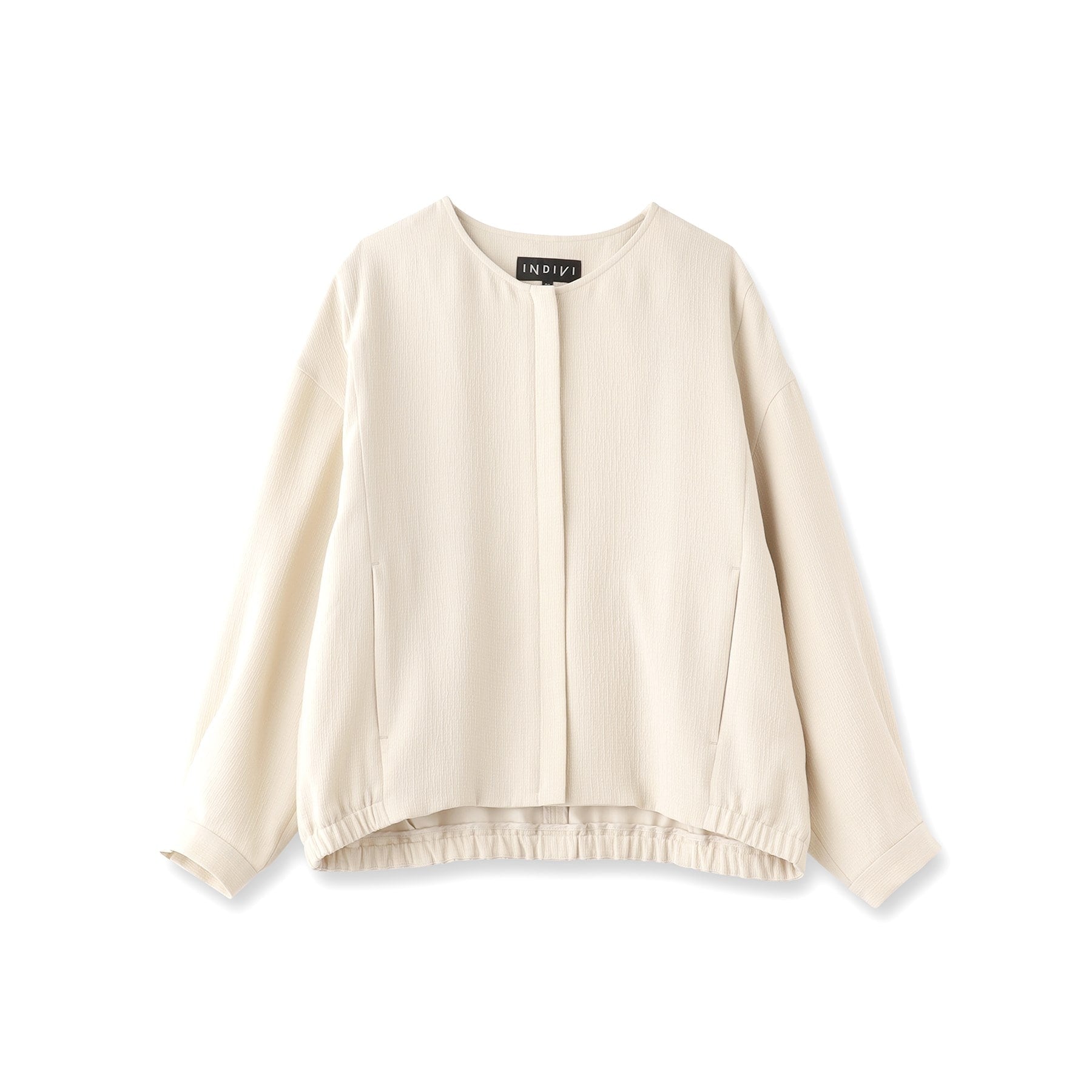 インディヴィ INDIVI 【洗える】凹凸素材シンプルブルゾン （ベージュ(052)） ベージュ(052)