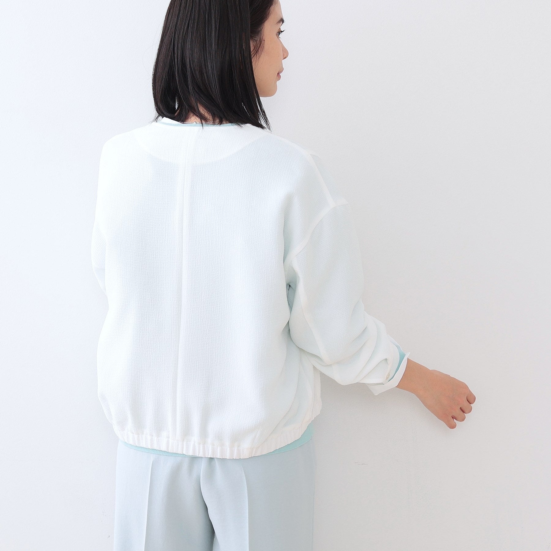 インディヴィ INDIVI 【洗える】凹凸素材シンプルブルゾン （ベージュ(052)） ベージュ(052)