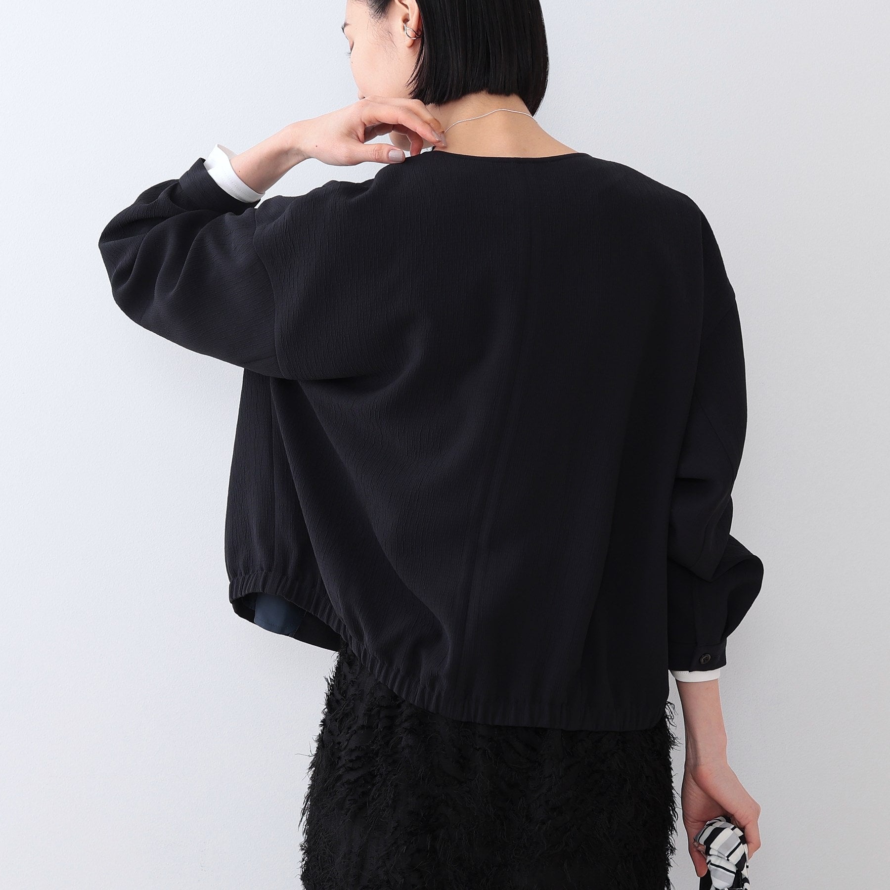 インディヴィ INDIVI 【洗える】凹凸素材シンプルブルゾン （ベージュ(052)） ベージュ(052)