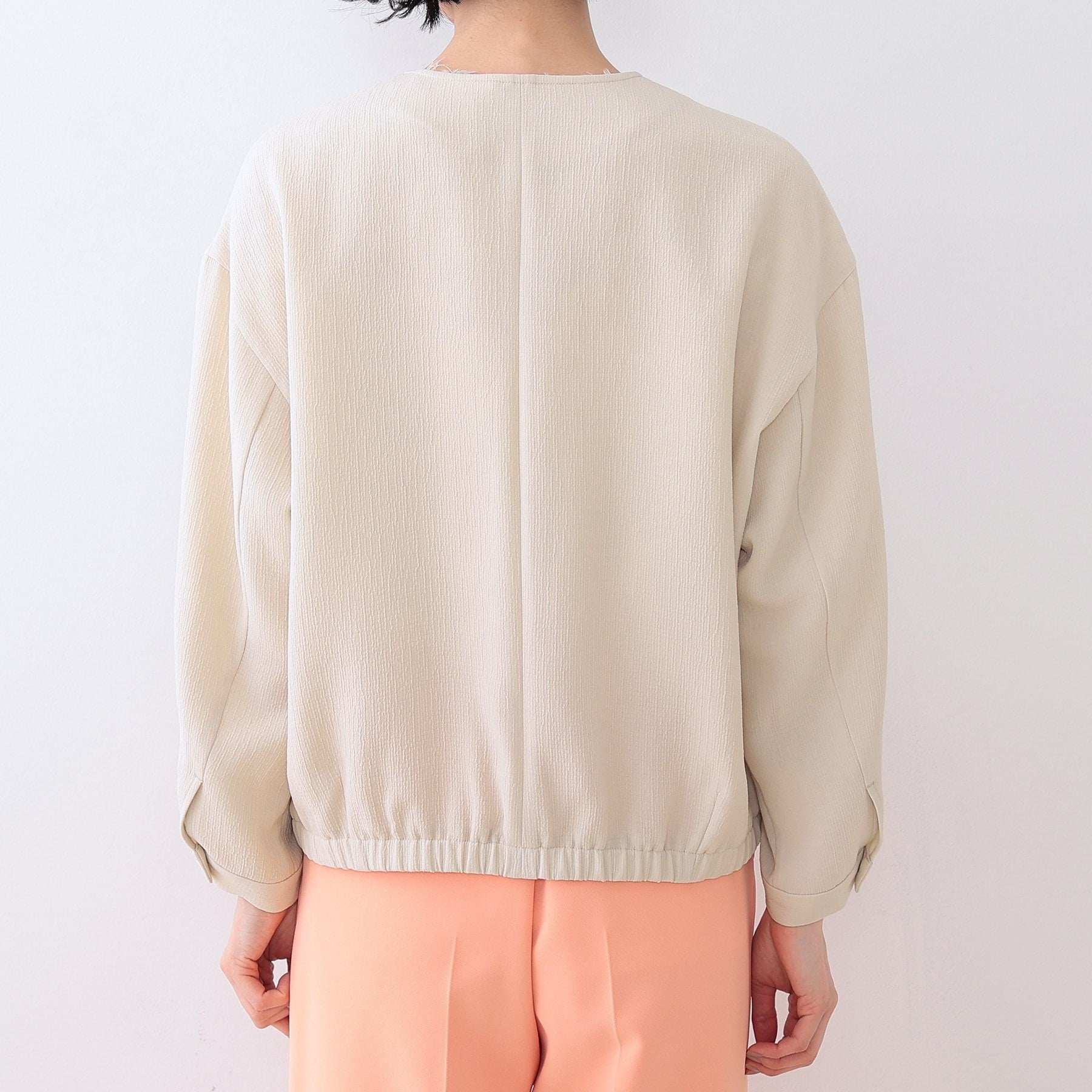 インディヴィ INDIVI 【洗える】凹凸素材シンプルブルゾン （ベージュ(052)） ベージュ(052)