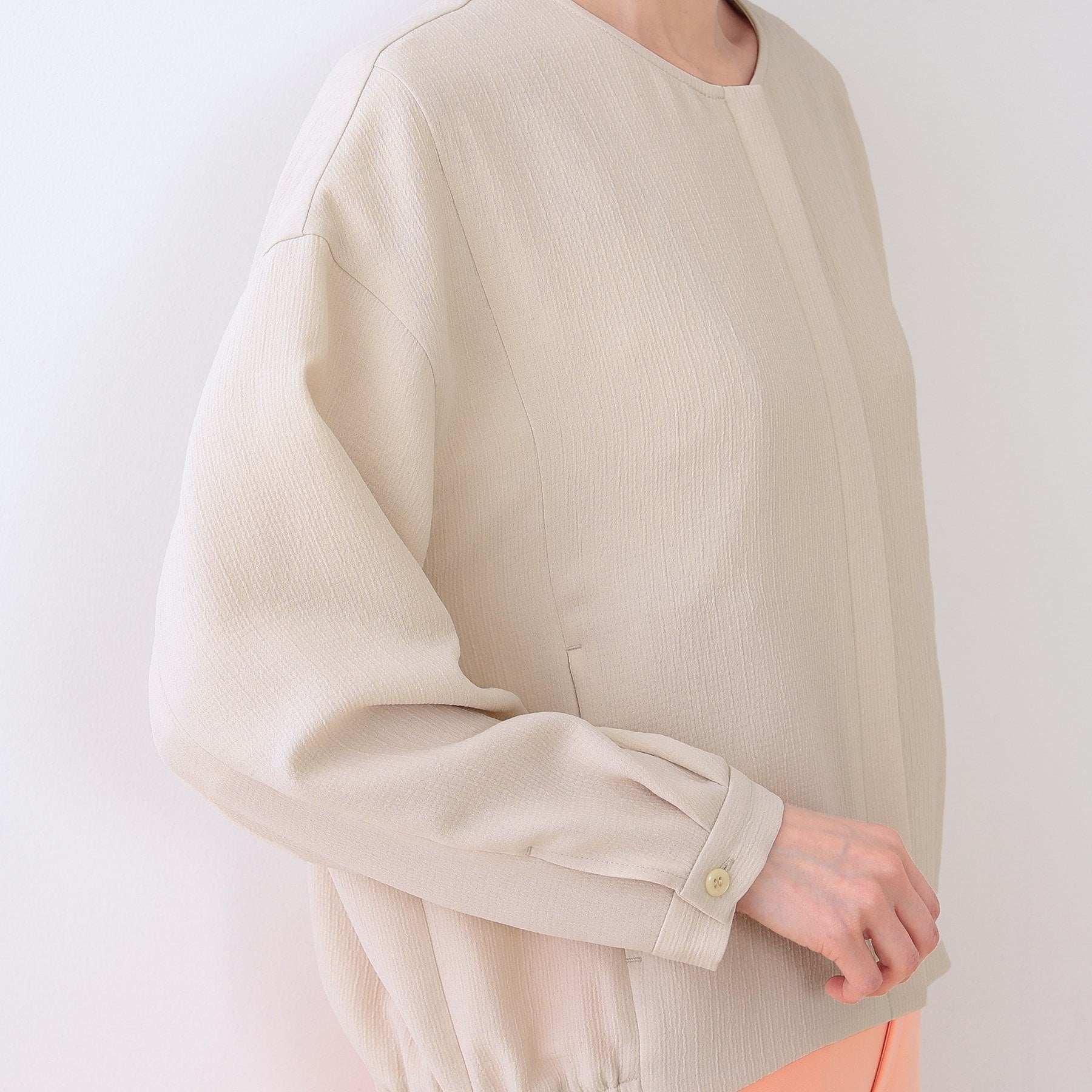 インディヴィ INDIVI 【洗える】凹凸素材シンプルブルゾン （ベージュ(052)） ベージュ(052)