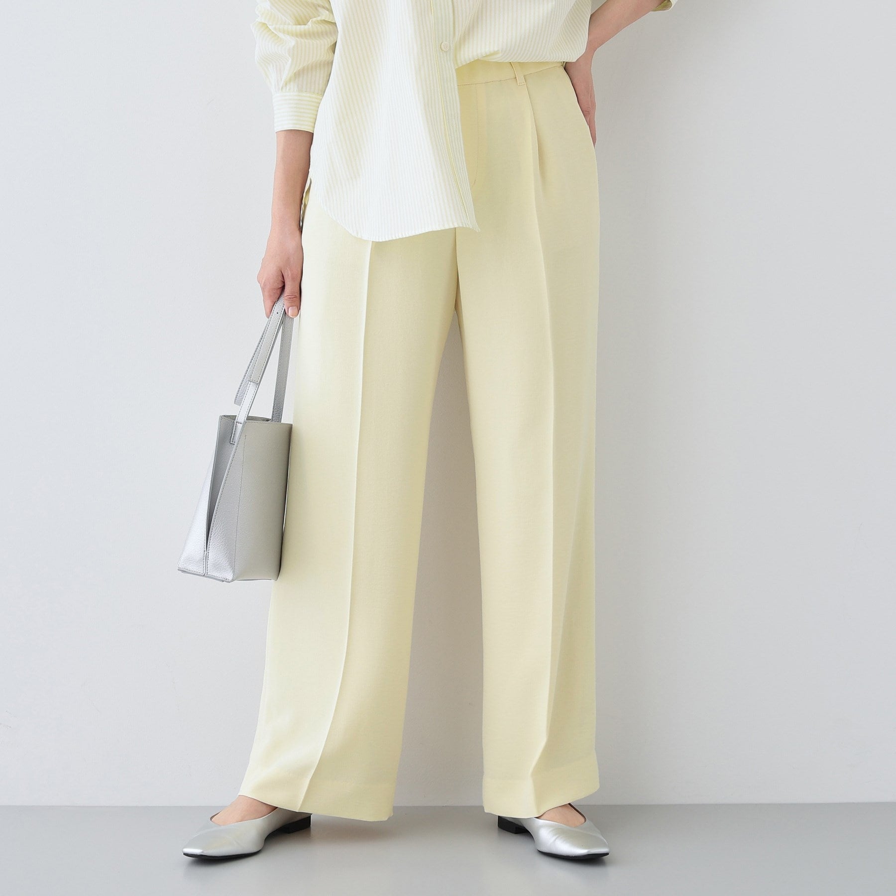 インディヴィ INDIVI 【こなれSETUP／春の新作！】ワイドパンツ （イエロー(031)） イエロー(031)