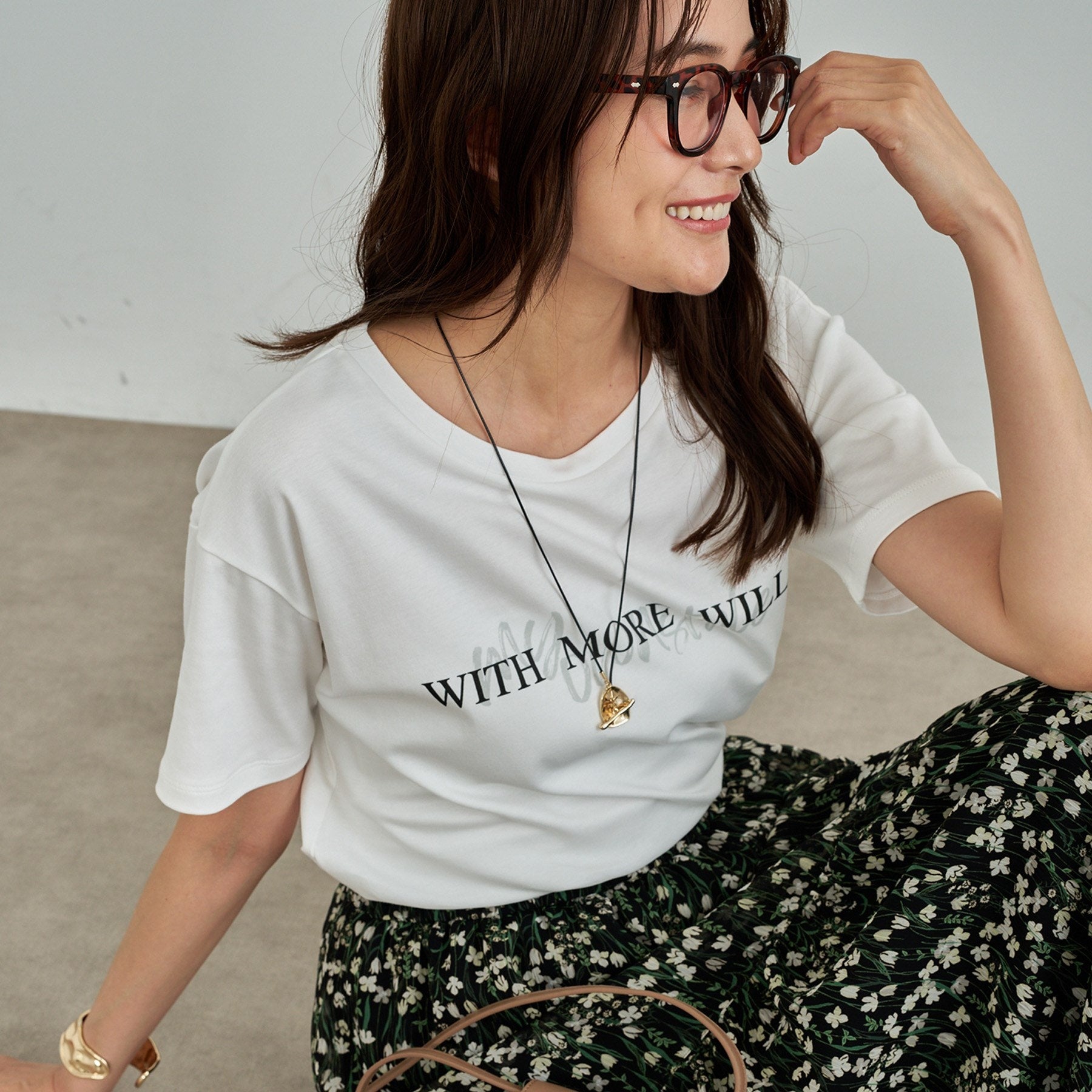 インディヴィ INDIVI 【洗える／選べるデザイン】フォト＆ロゴ プリントTシャツ （ホワイト(701)） ホワイト(701)