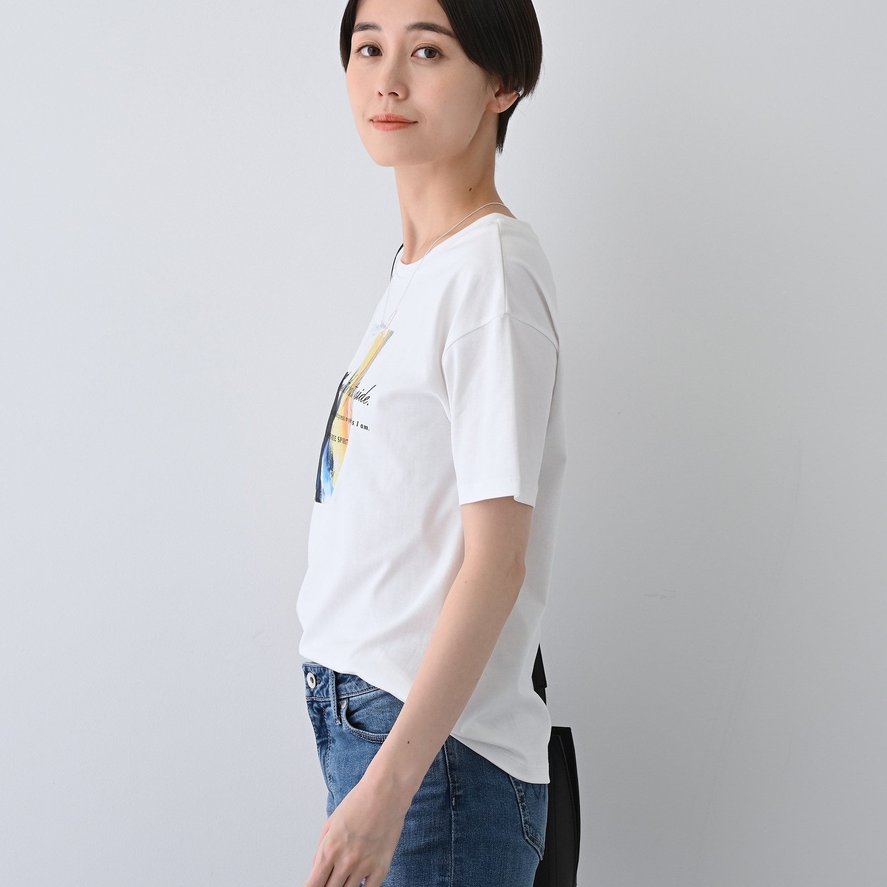 インディヴィ INDIVI 【洗える／選べるデザイン】フォト＆ロゴ プリントTシャツ （ホワイト(701)） ホワイト(701)