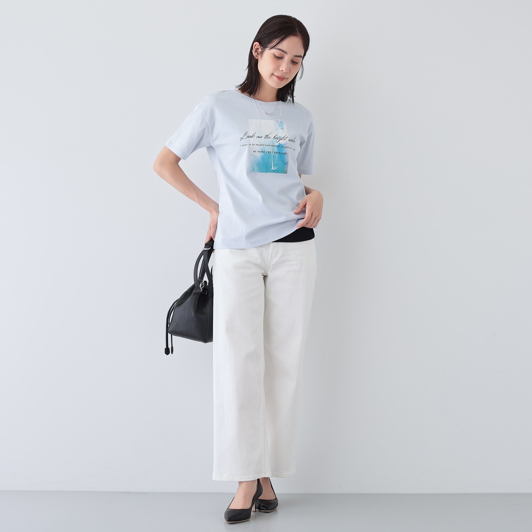 インディヴィ INDIVI 【洗える／選べるデザイン】フォト＆ロゴ プリントTシャツ （ホワイト(701)） ホワイト(701)