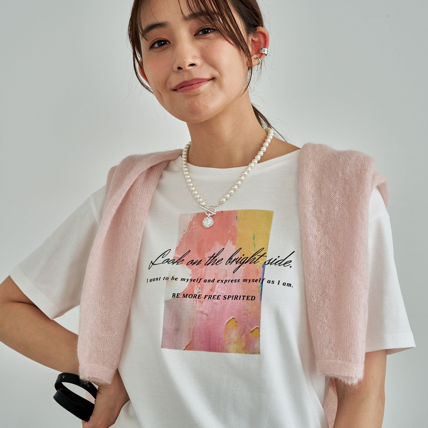 インディヴィ INDIVI 【洗える／選べるデザイン】フォト＆ロゴ プリントTシャツ （ホワイト(601)） ホワイト(601)