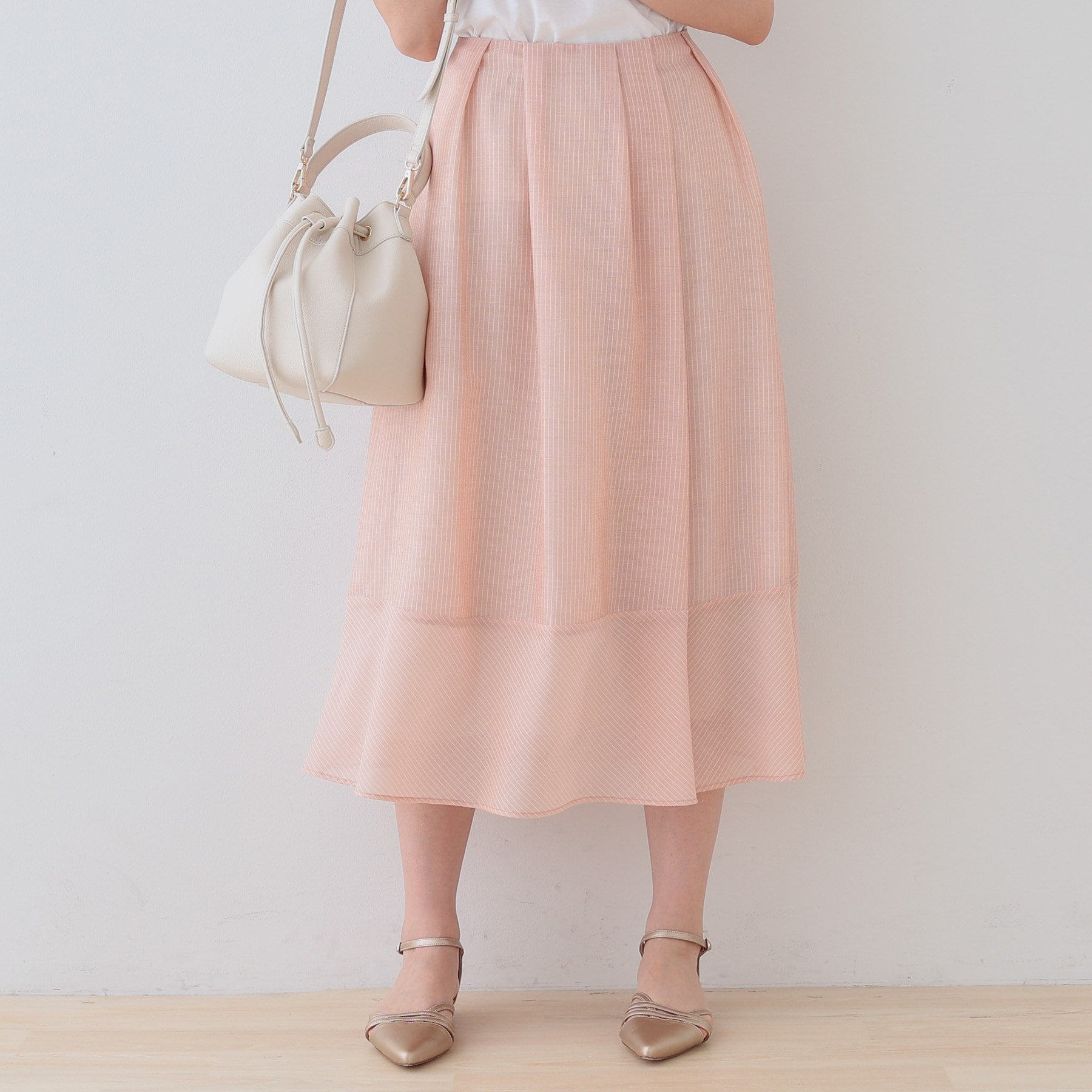 インディヴィ INDIVI 【洗える／エアリー素材】巻き風ロングスカート （オレンジ(365)） オレンジ(365)