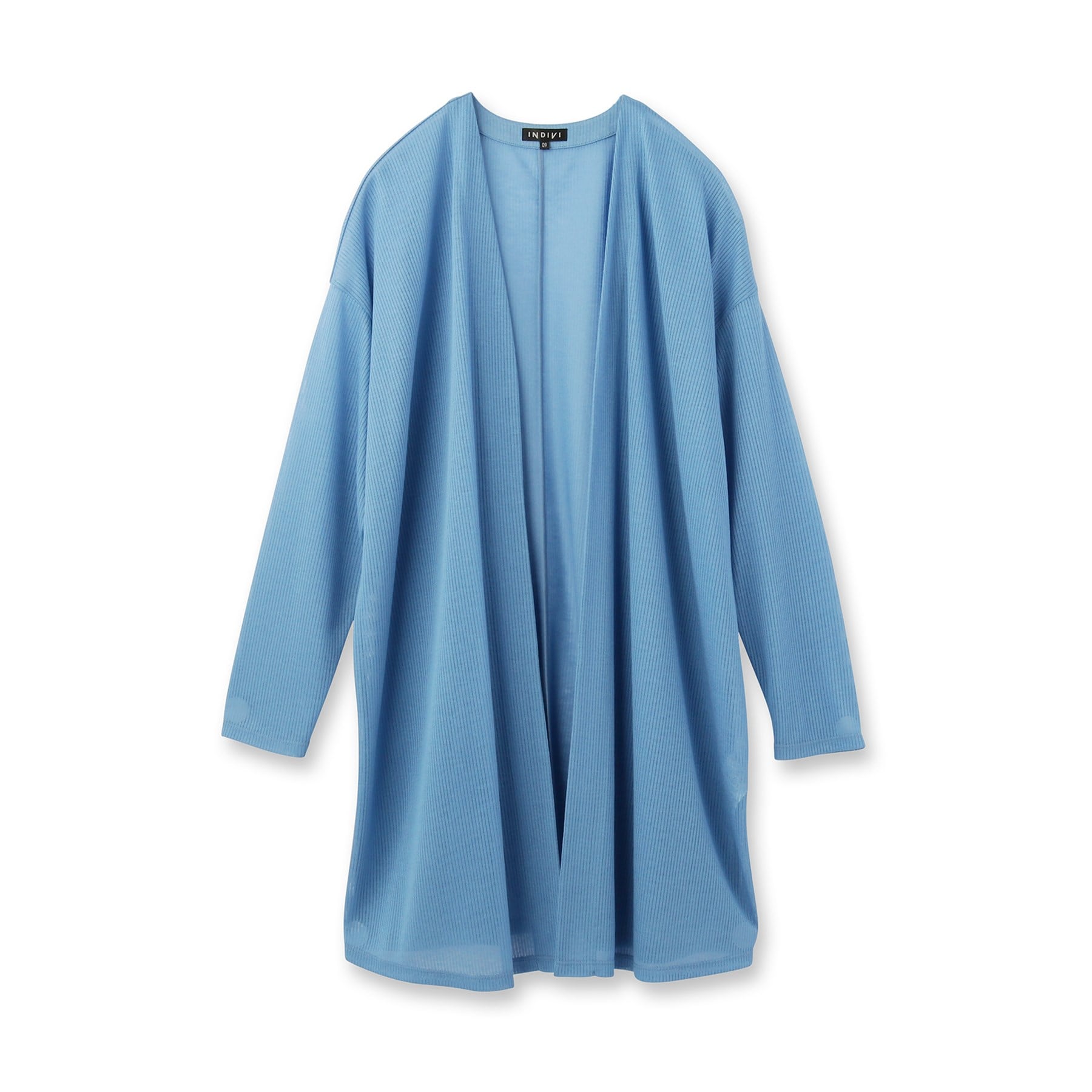 インディヴィ INDIVI 【洗える／シアーストライプ】ロング丈着流しカーディガン （ライトグレー(411)） ライトグレー(411)