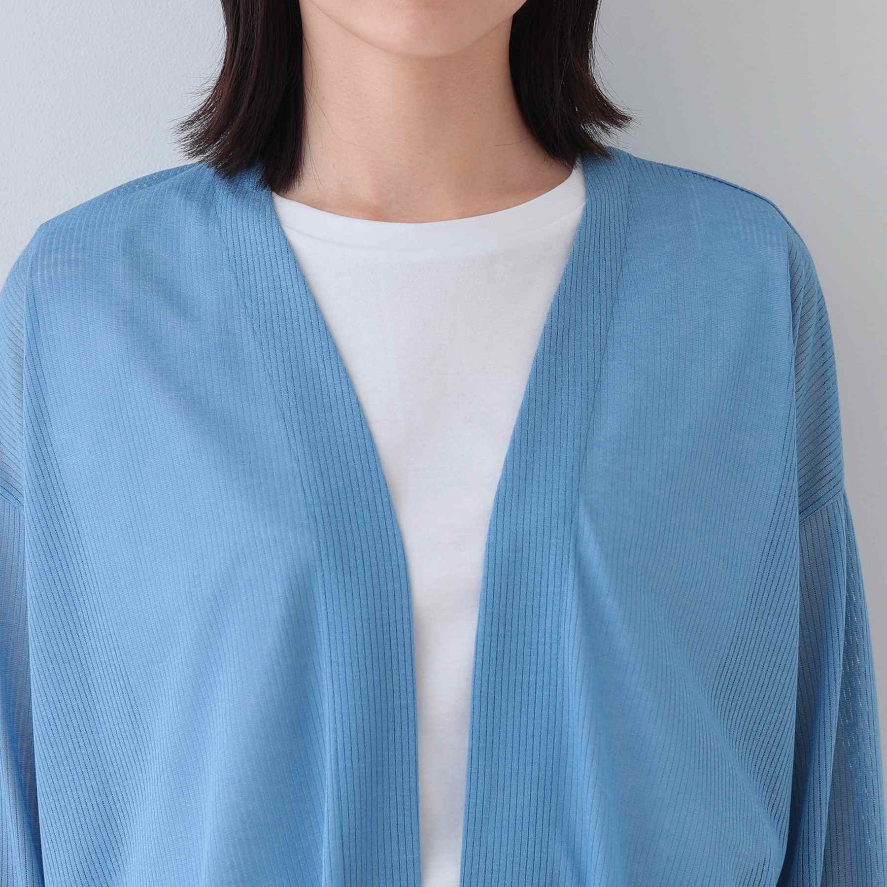 インディヴィ INDIVI 【洗える／シアーストライプ】ロング丈着流しカーディガン （ライトグレー(411)） ライトグレー(411)