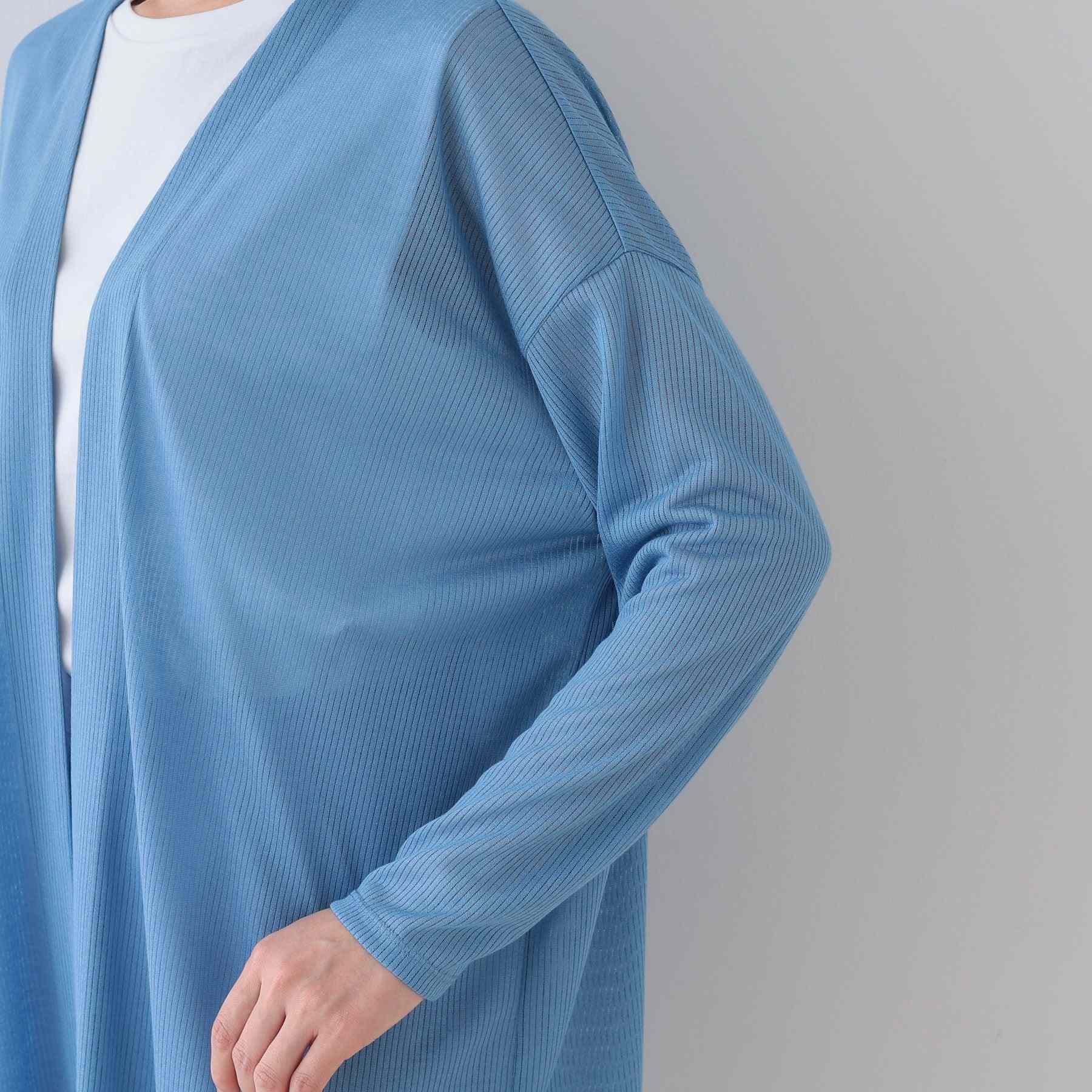 インディヴィ INDIVI 【洗える／シアーストライプ】ロング丈着流しカーディガン （ライトグレー(411)） ライトグレー(411)