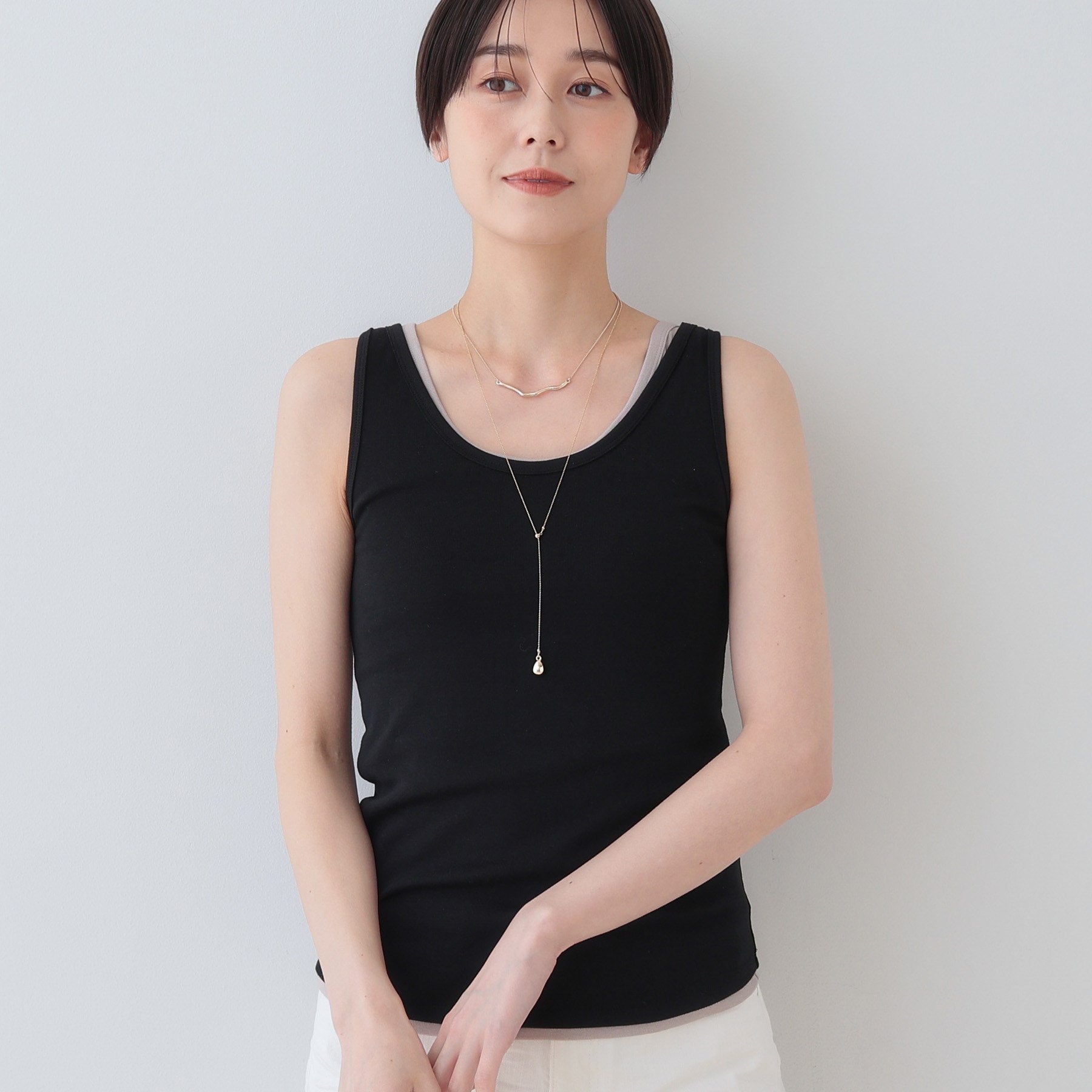 インディヴィ INDIVI 【洗える／前後2WAY】インナータンクトップ （ブラック(019)） ブラック(019)