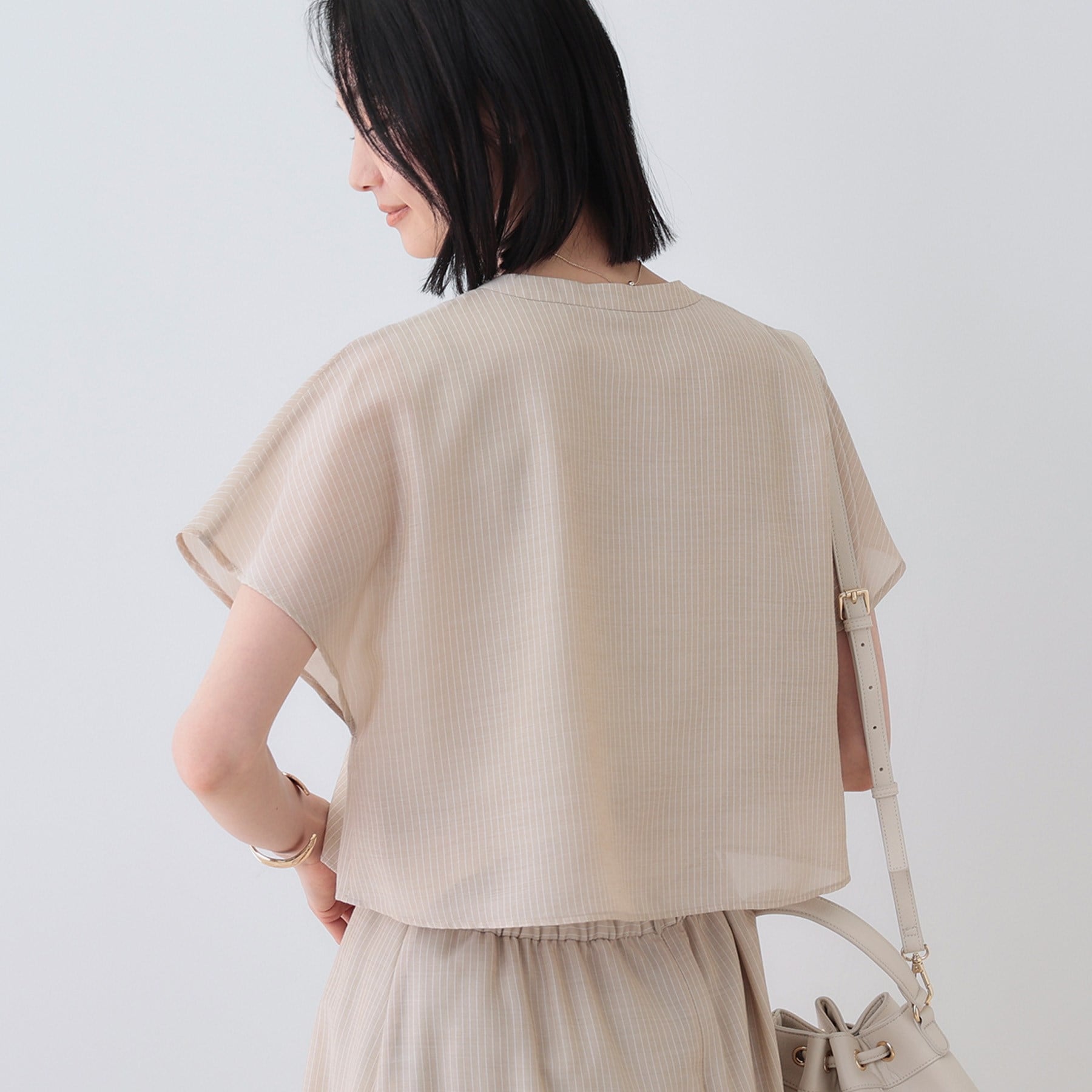 インディヴィ INDIVI 【洗える／エアリー】ティアードブラウス （ライトベージュ(351)） ライトベージュ(351)