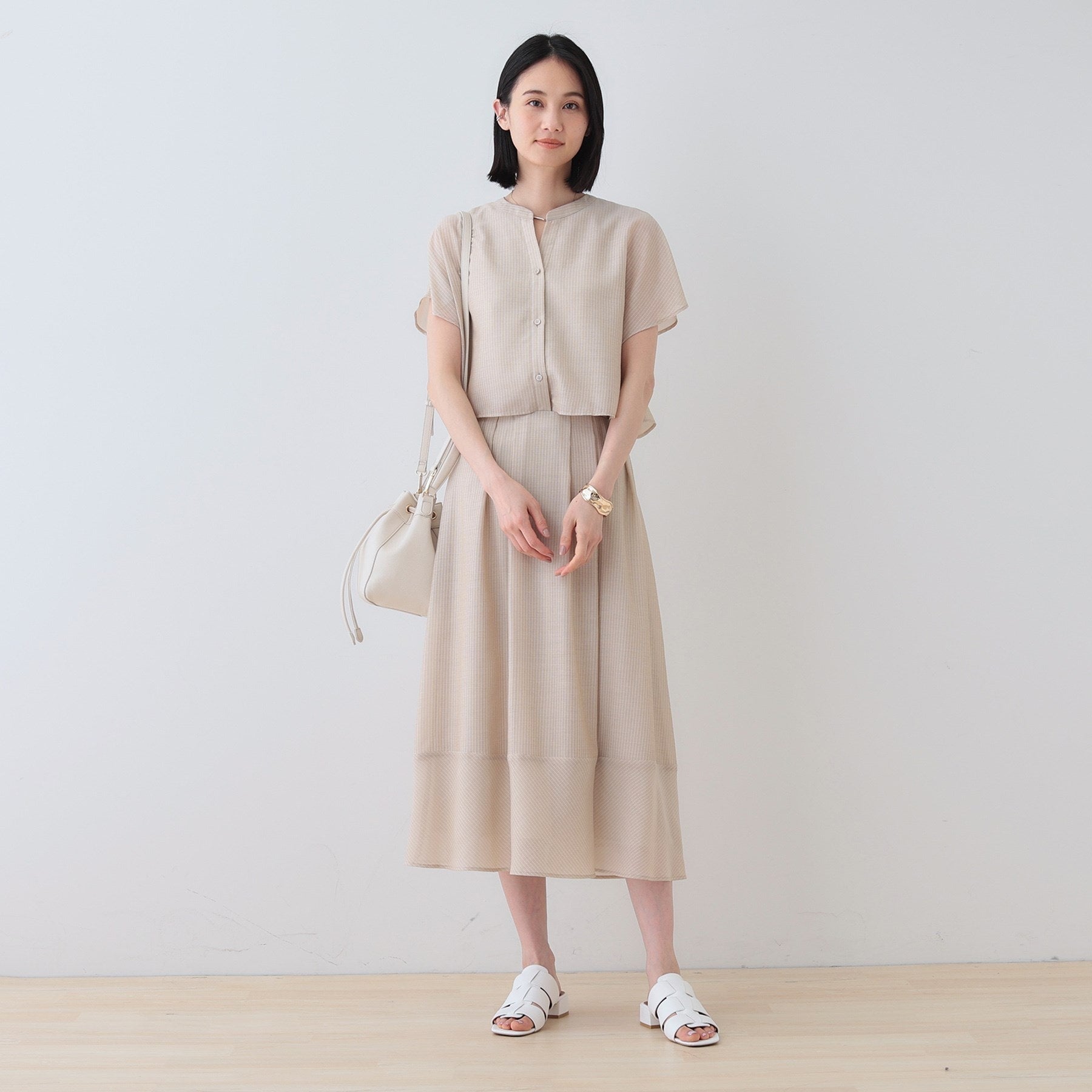 インディヴィ INDIVI 【洗える／エアリー】ティアードブラウス （ライトベージュ(351)） ライトベージュ(351)