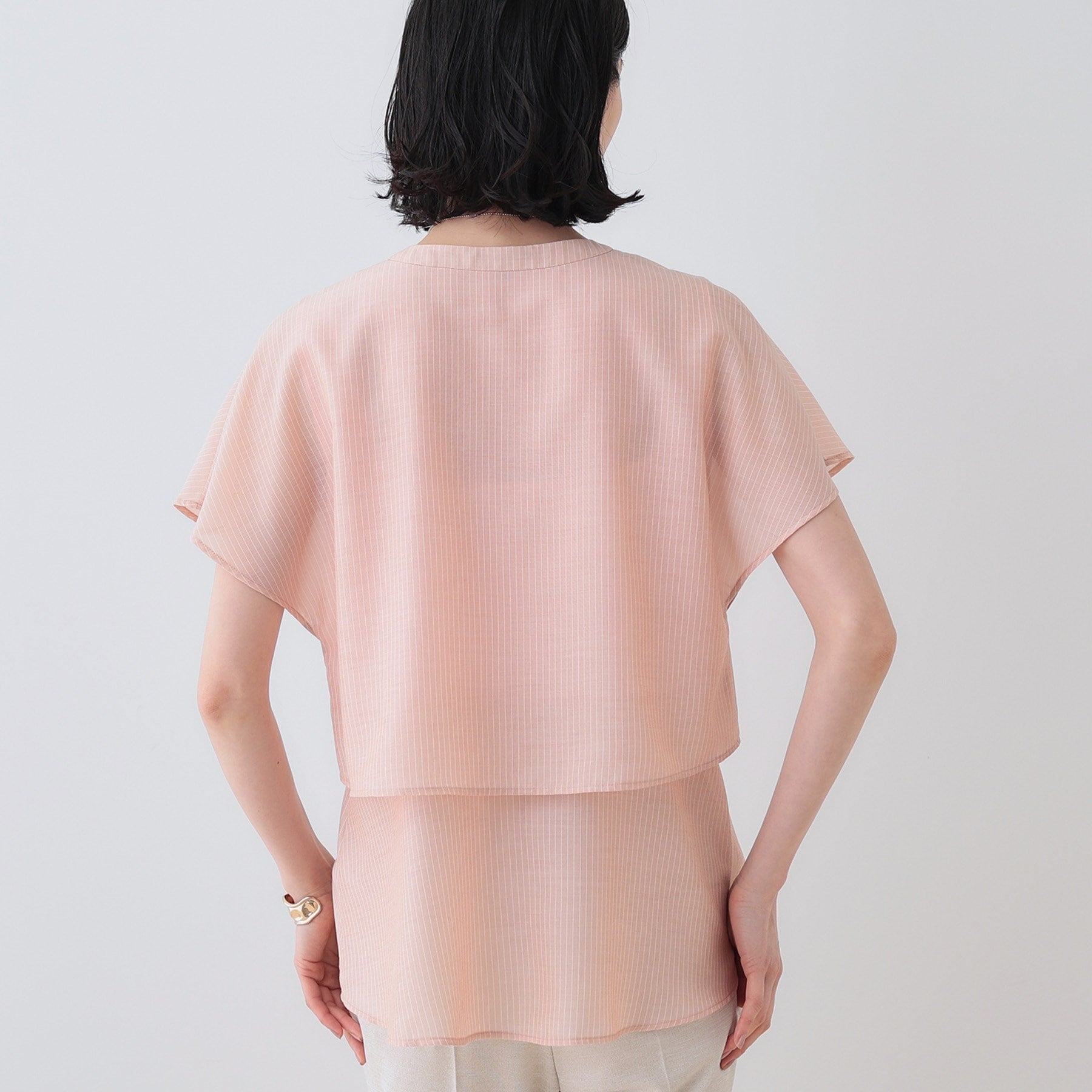 インディヴィ INDIVI 【洗える／エアリー】ティアードブラウス （ライトベージュ(351)） ライトベージュ(351)