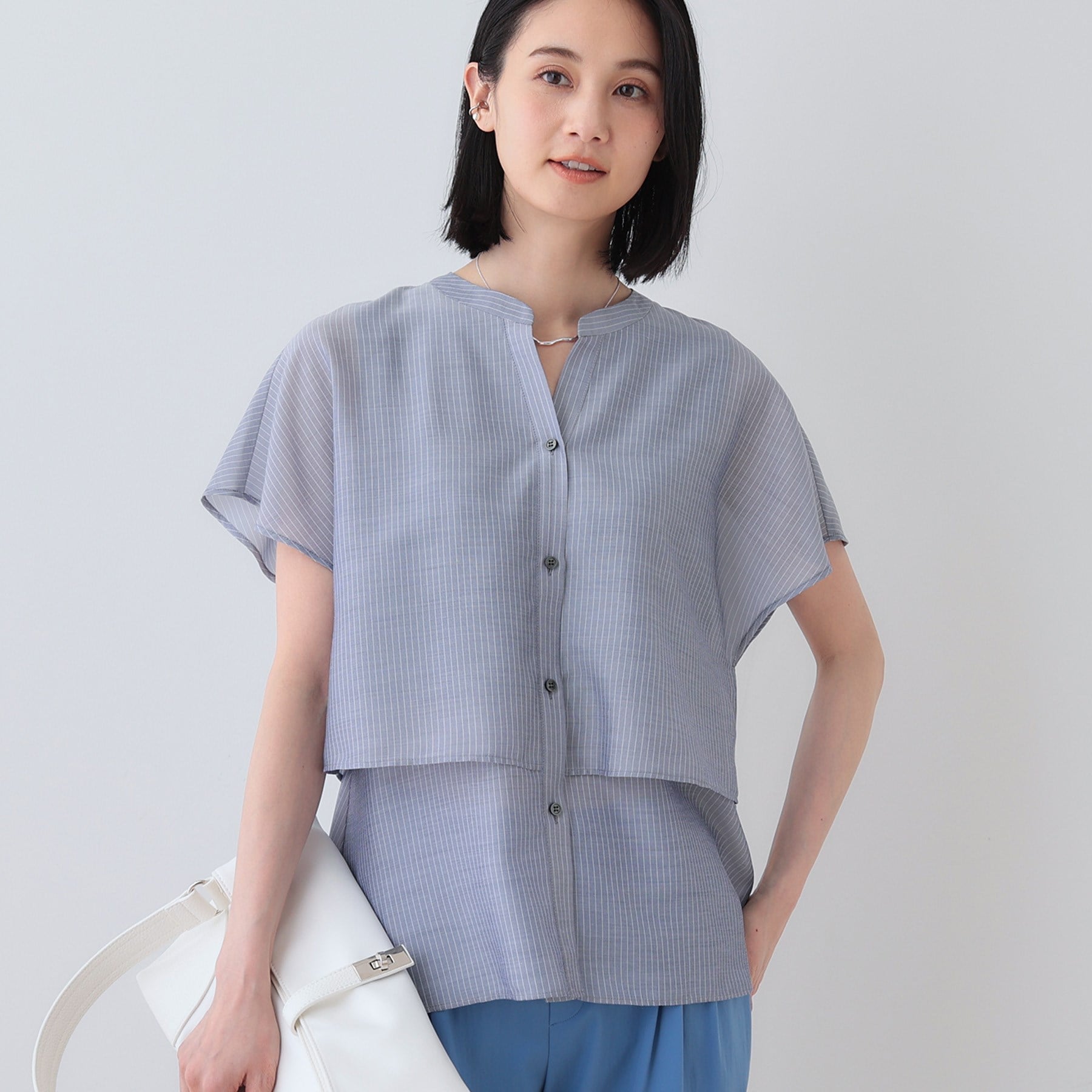 インディヴィ INDIVI 【洗える／エアリー】ティアードブラウス （ライトベージュ(351)） ライトベージュ(351)